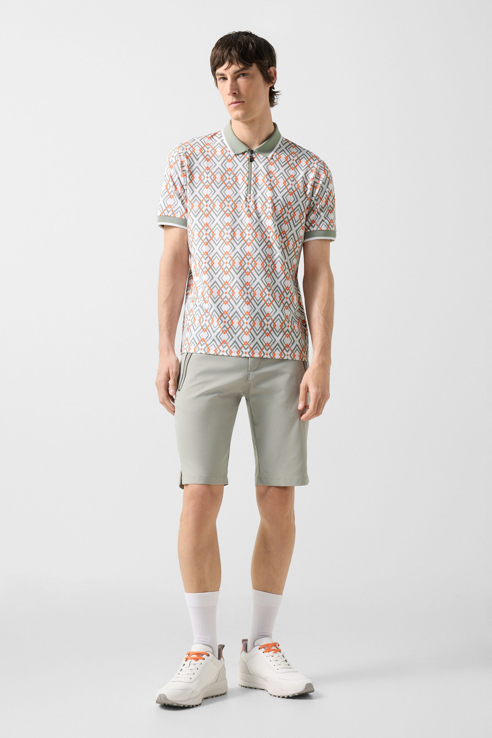 Valentin functional short-sleeved top Eucalyptus/orange/white