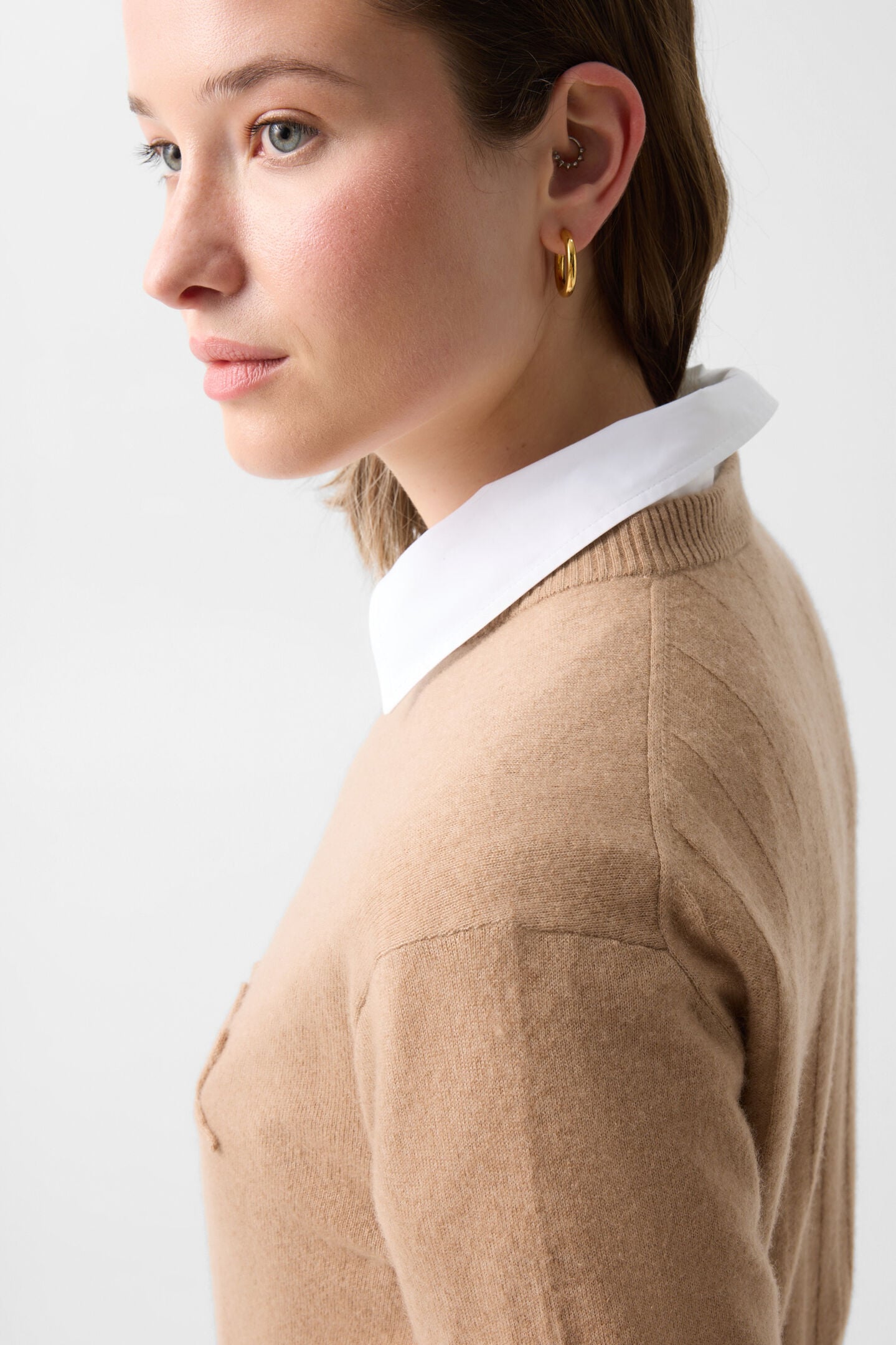 Schurwoll-Kaschmir-Pullover Tatjana Camel