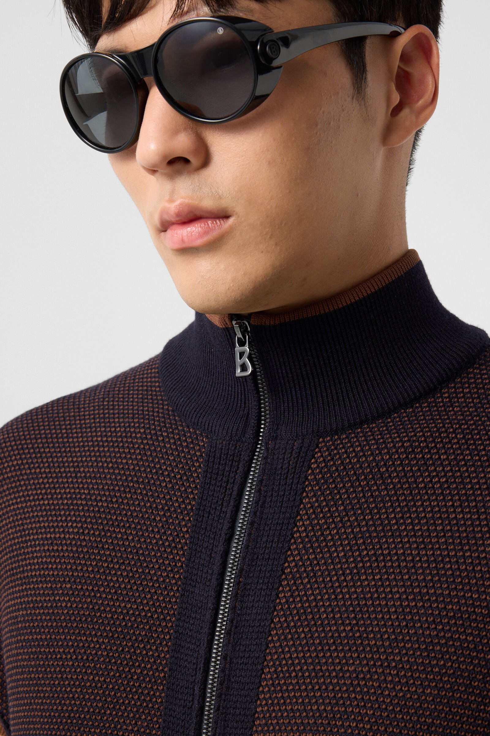 Enzo knitted waistcoat Navy blue/brown
