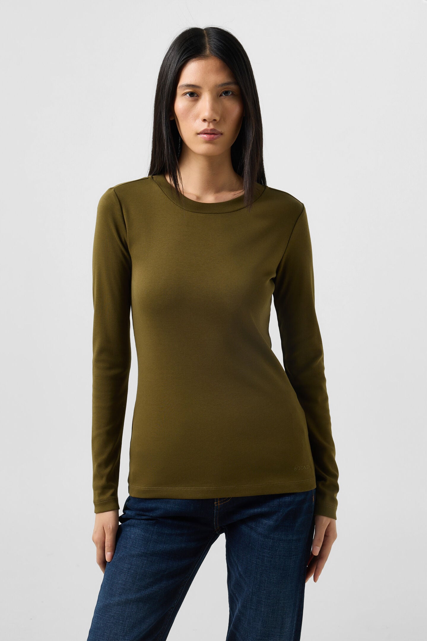 Baumwoll-Longsleeve Nikini Oliv