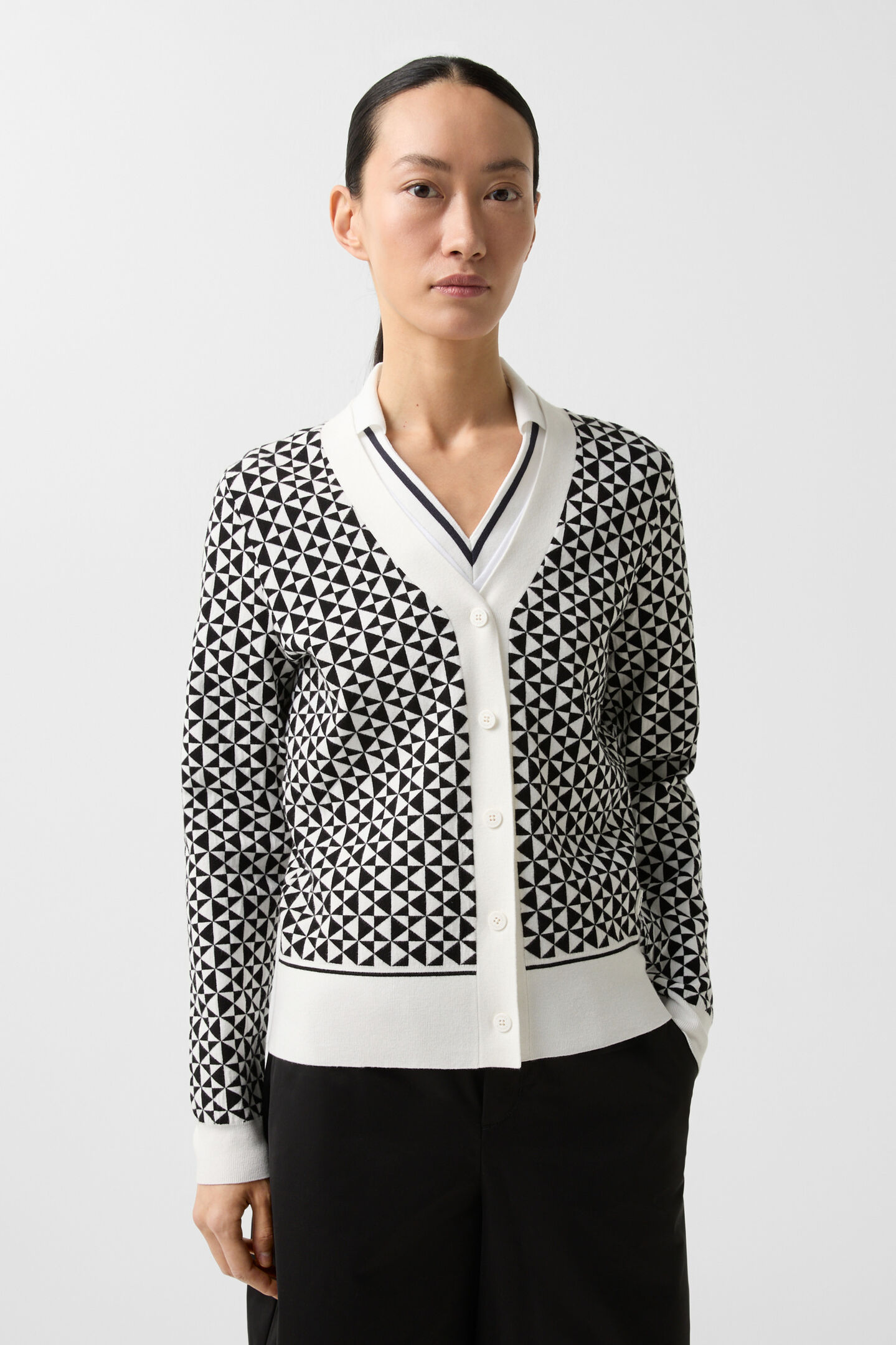 Knit jacket Ina Black/Off-White