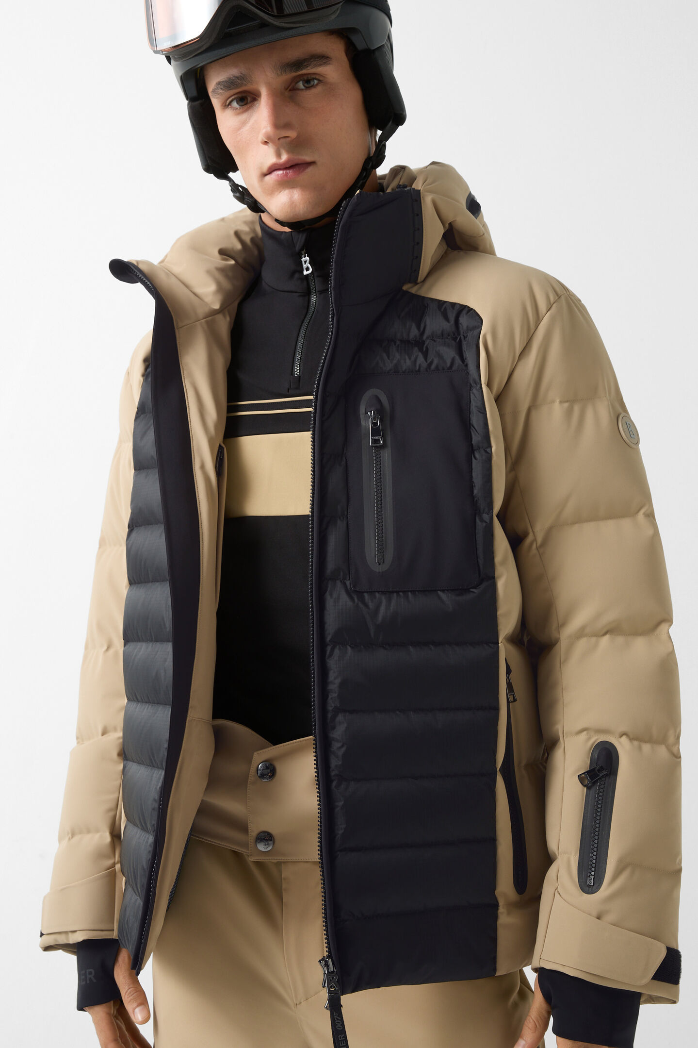 Ski-Daunenjacke Bond Beige/Schwarz