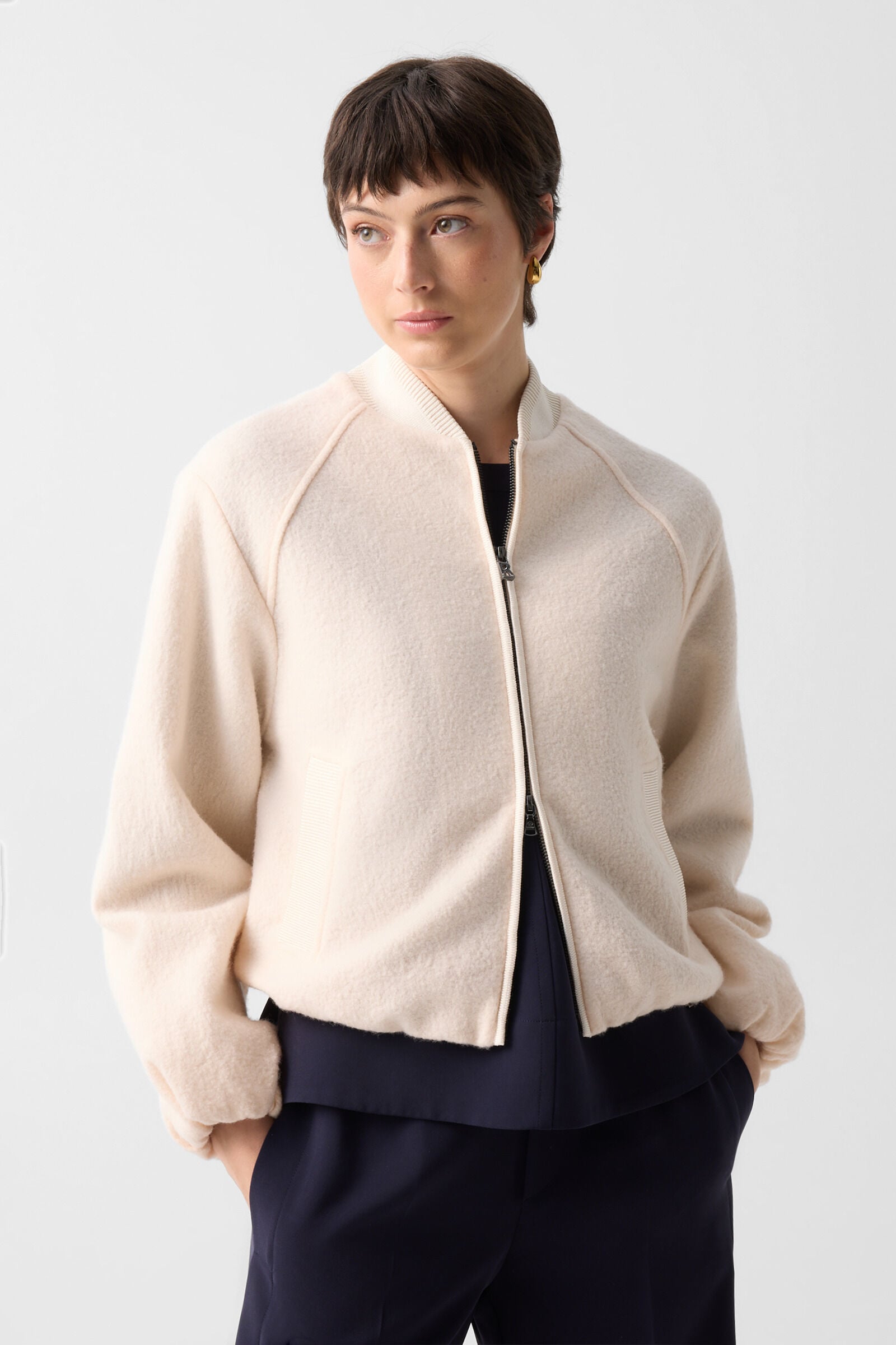 Editha woollen blouson Cream