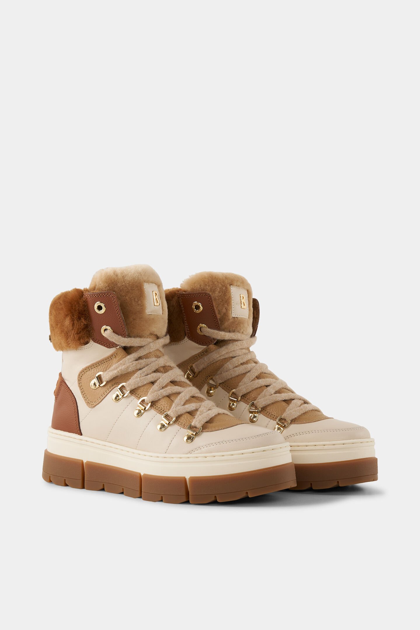 Mid boots Vaduz with spikes Beige/Cognac