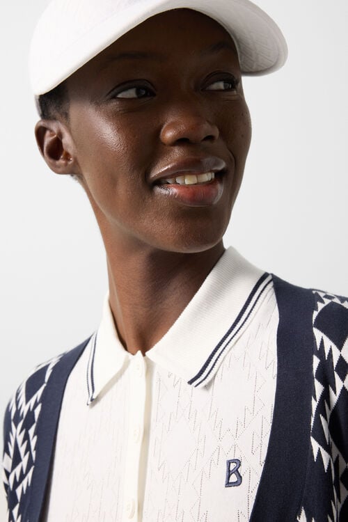 Mandy gebreid poloshirt Gebroken wit