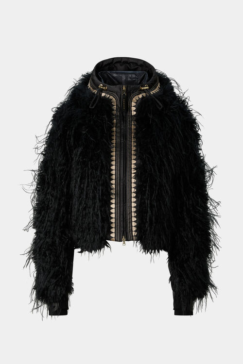 Kela Faux Fur Ski Jacket Black