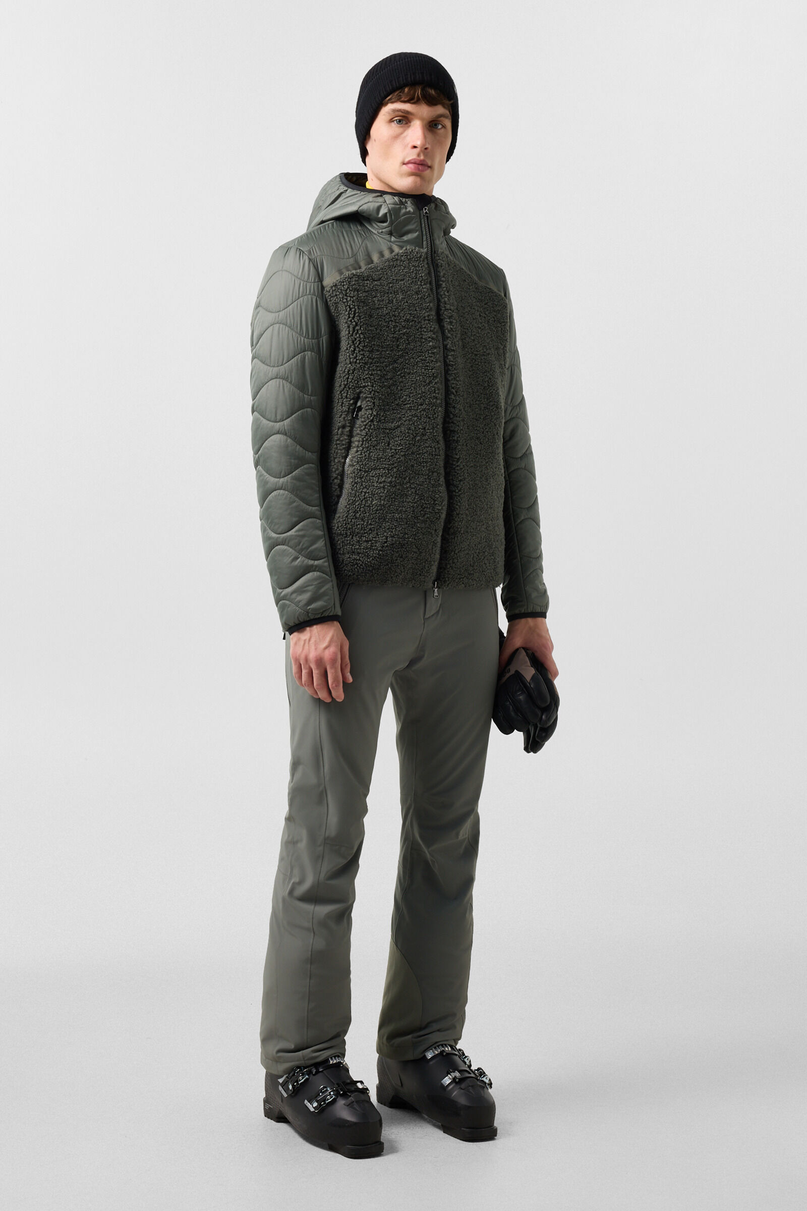 Jarek Teddy Quilted Jacket Sage Grey
