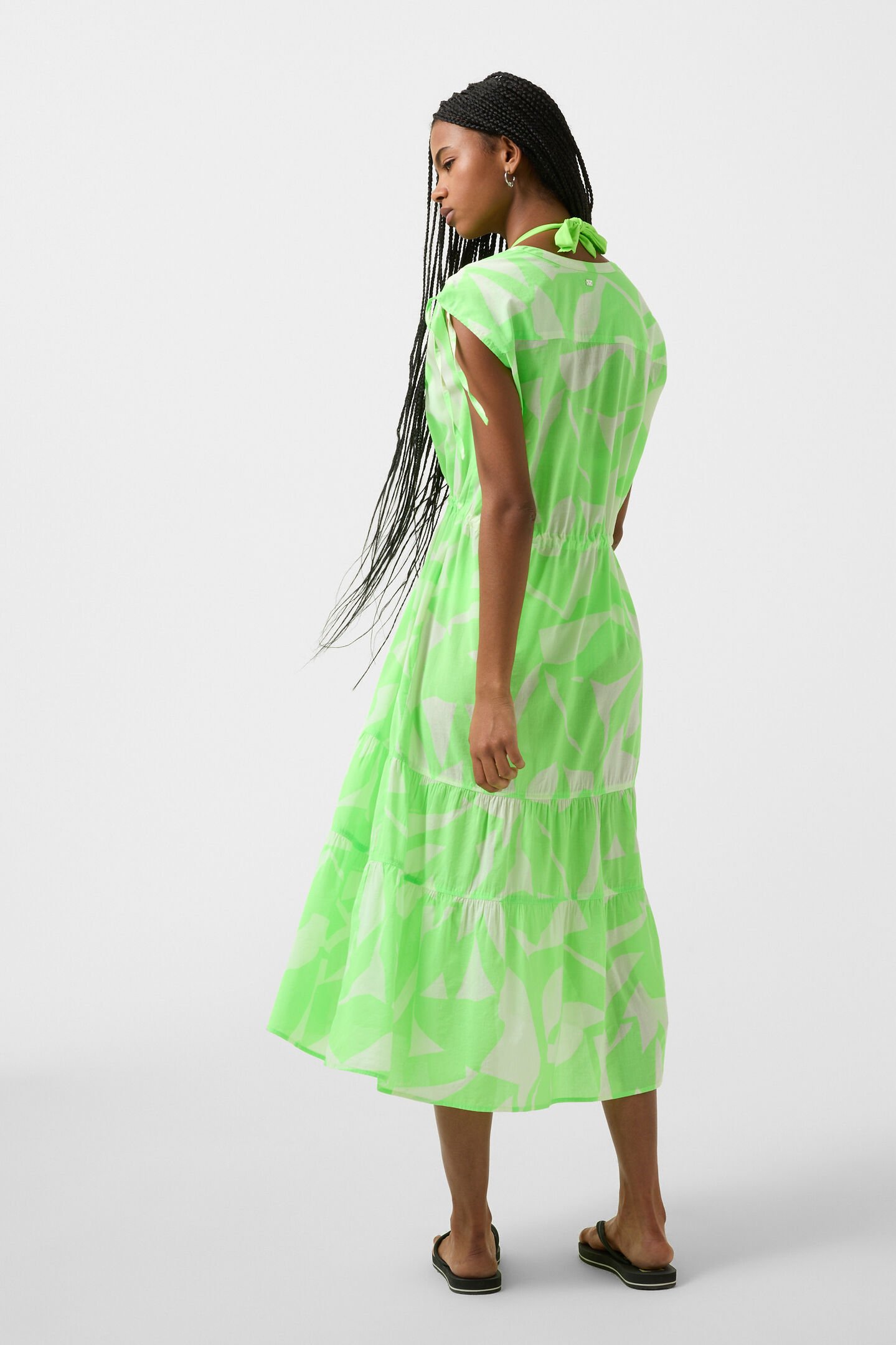 Strandkleid Julia Neongrün/Off-White