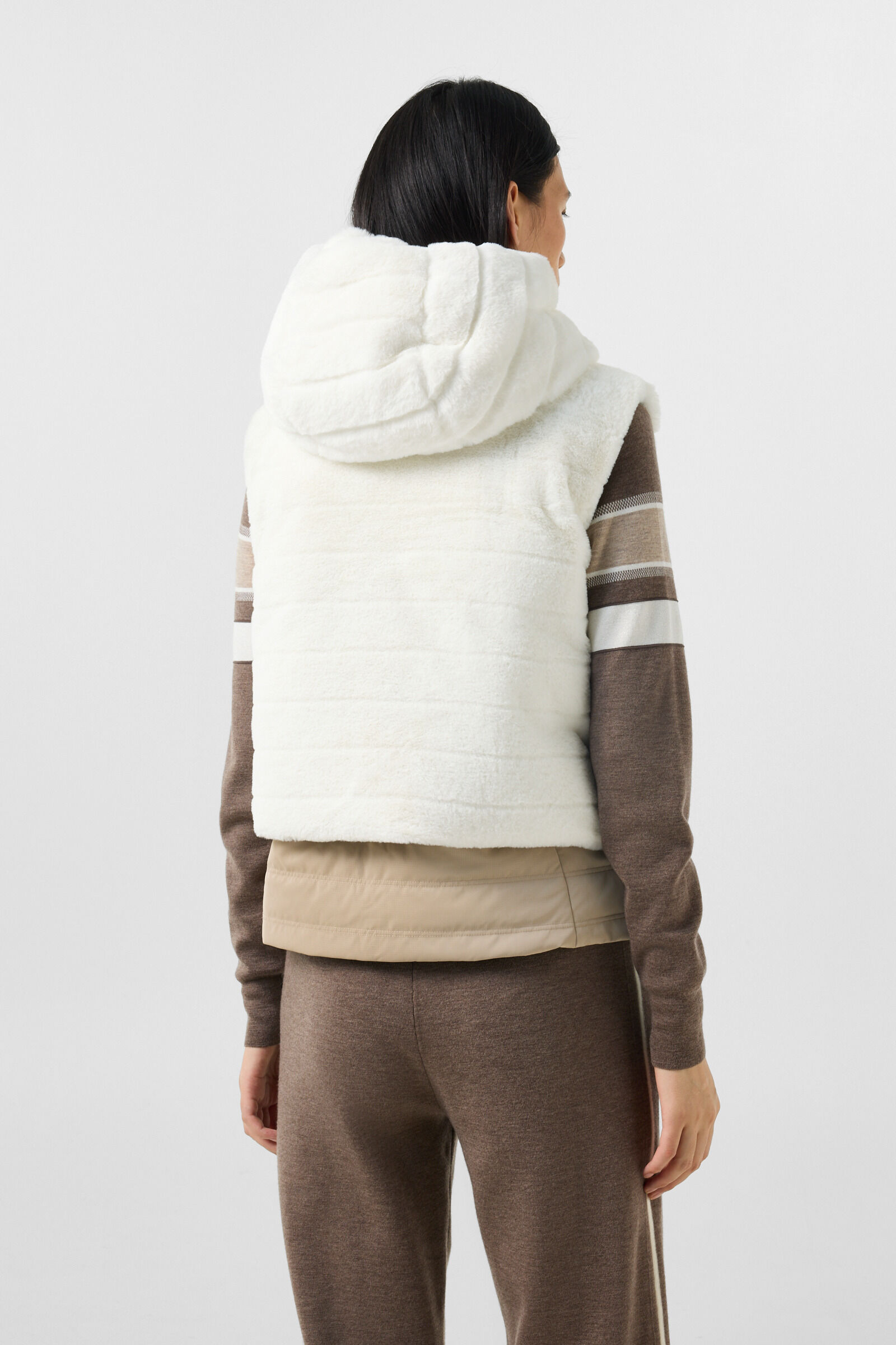 Manda faux fur down waistcoat Off-white/beige