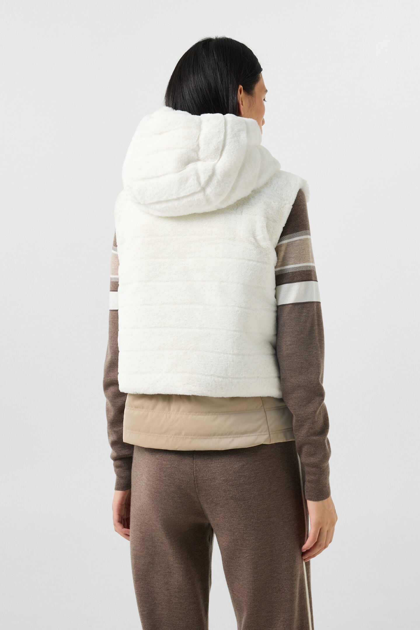 Manda faux fur down waistcoat Off-white/beige