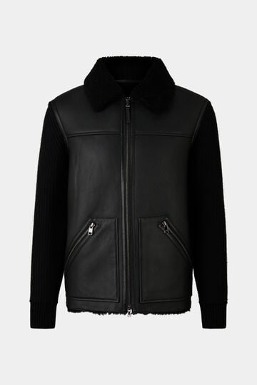 Leder-Strickjacke Moritz Schwarz Leder-Strickjacke Moritz Schwarz