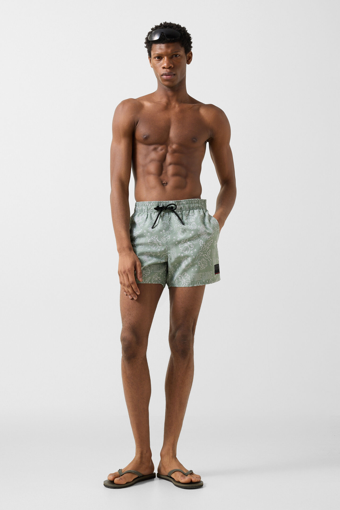 Nelson swim trunks Eucalyptus/white