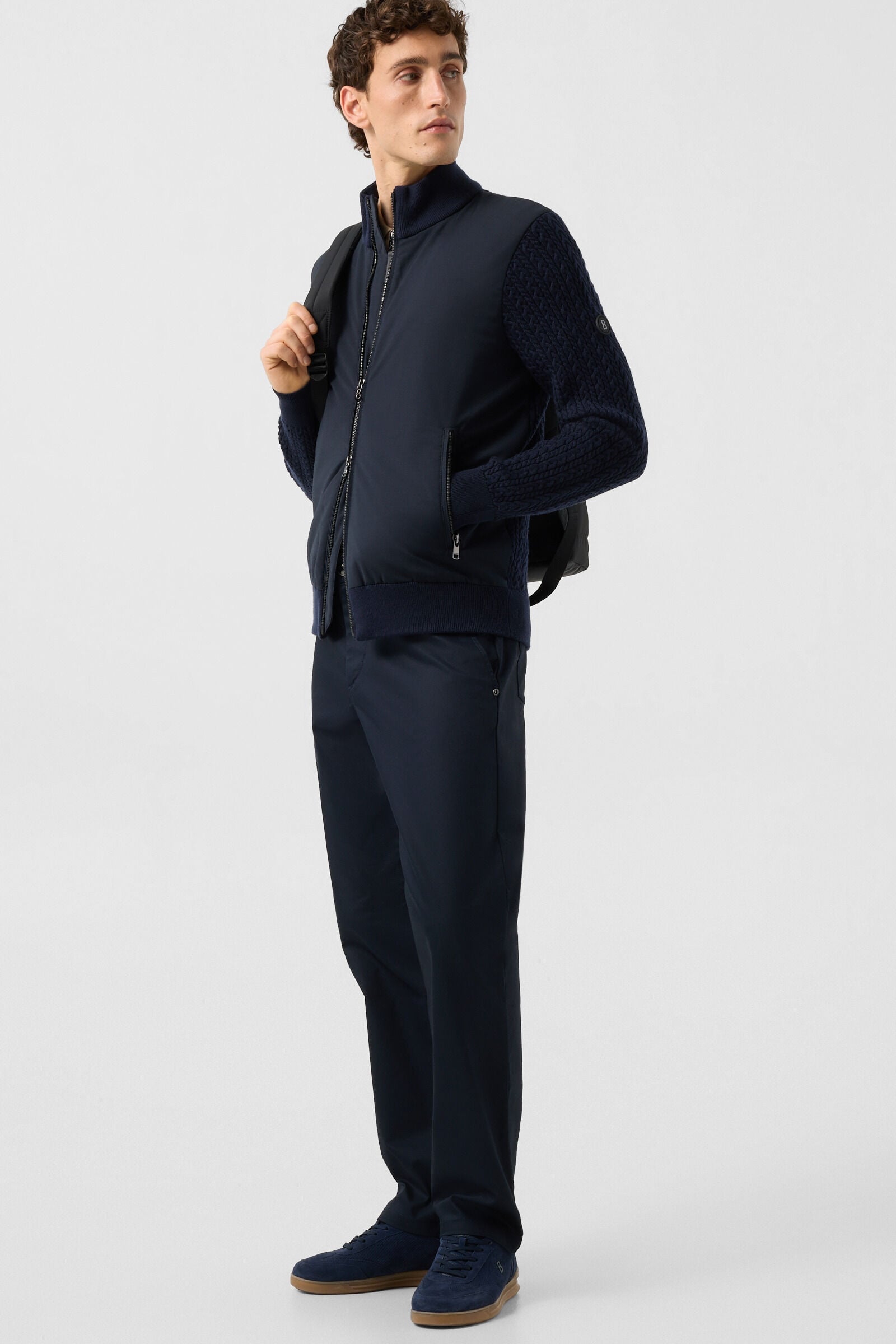 Zisco hybrid wool knit jacket Navy blue