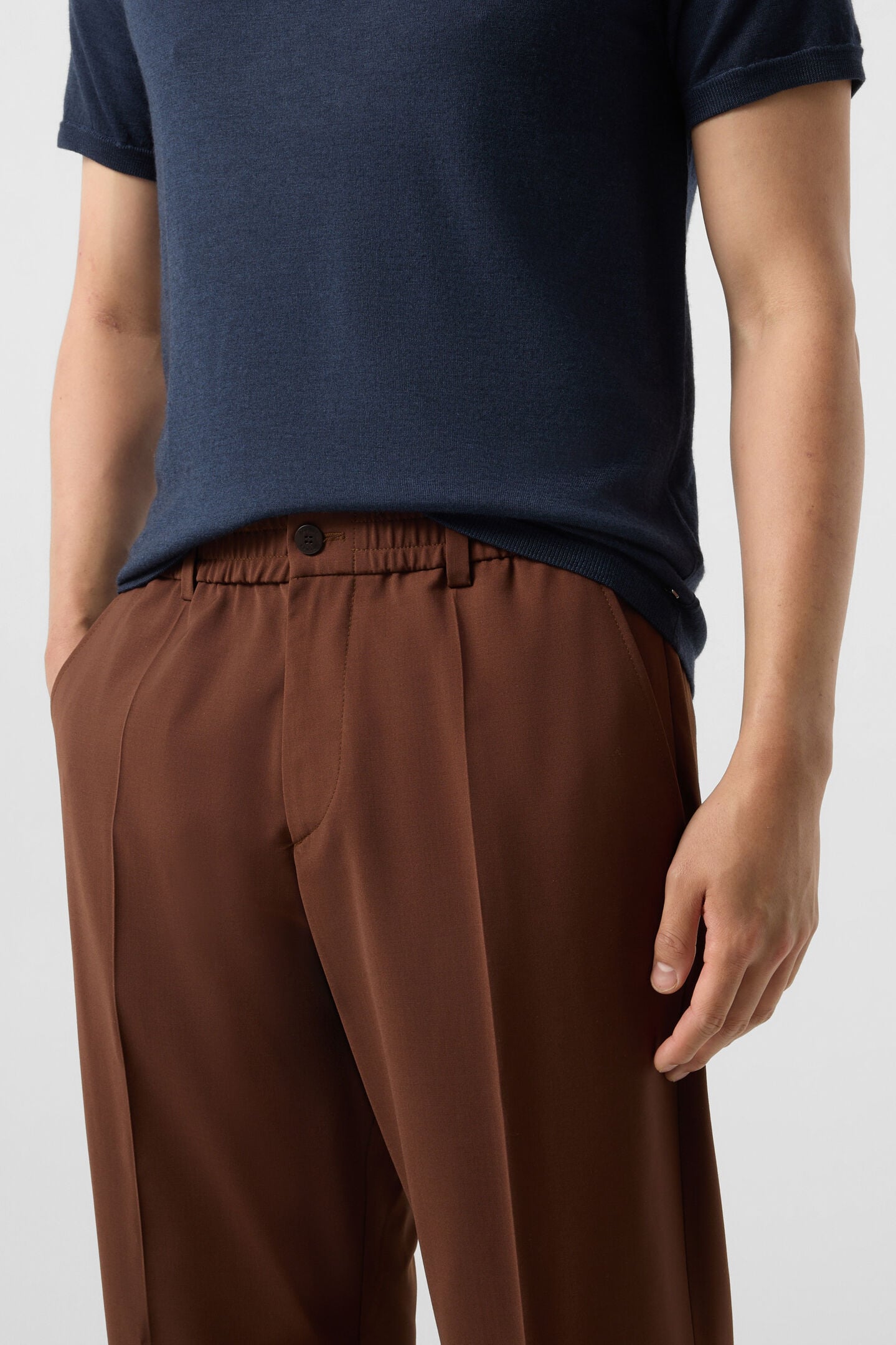 Marcus virgin wool blend trousers Brown