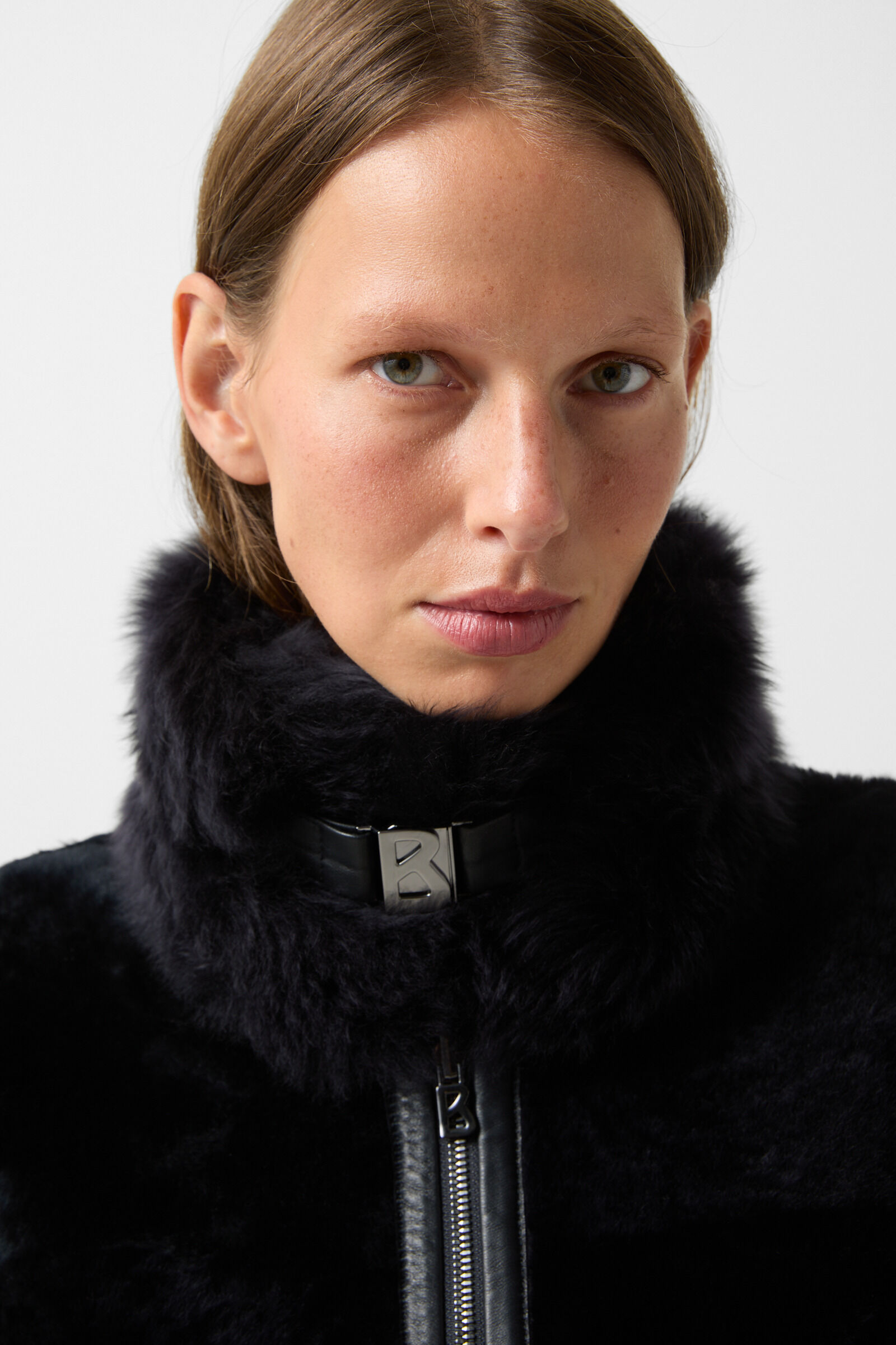 Reversible lambskin waistcoat Pepita Navy blue