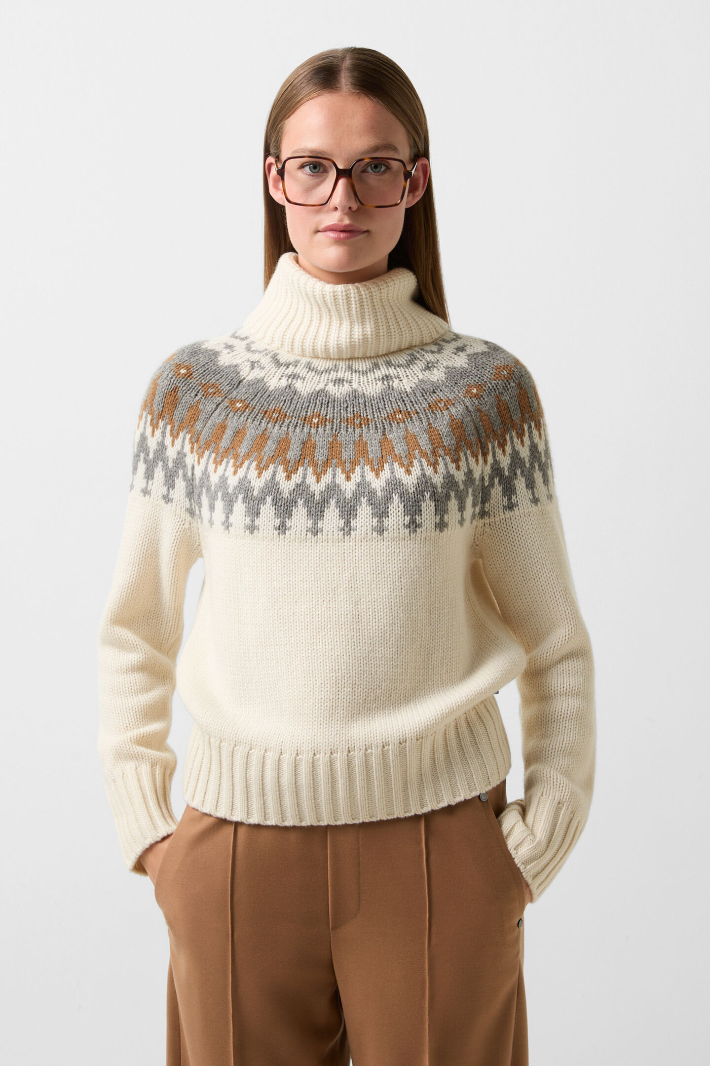 Norwegian jumper Ingrid Cream/grey/hazel