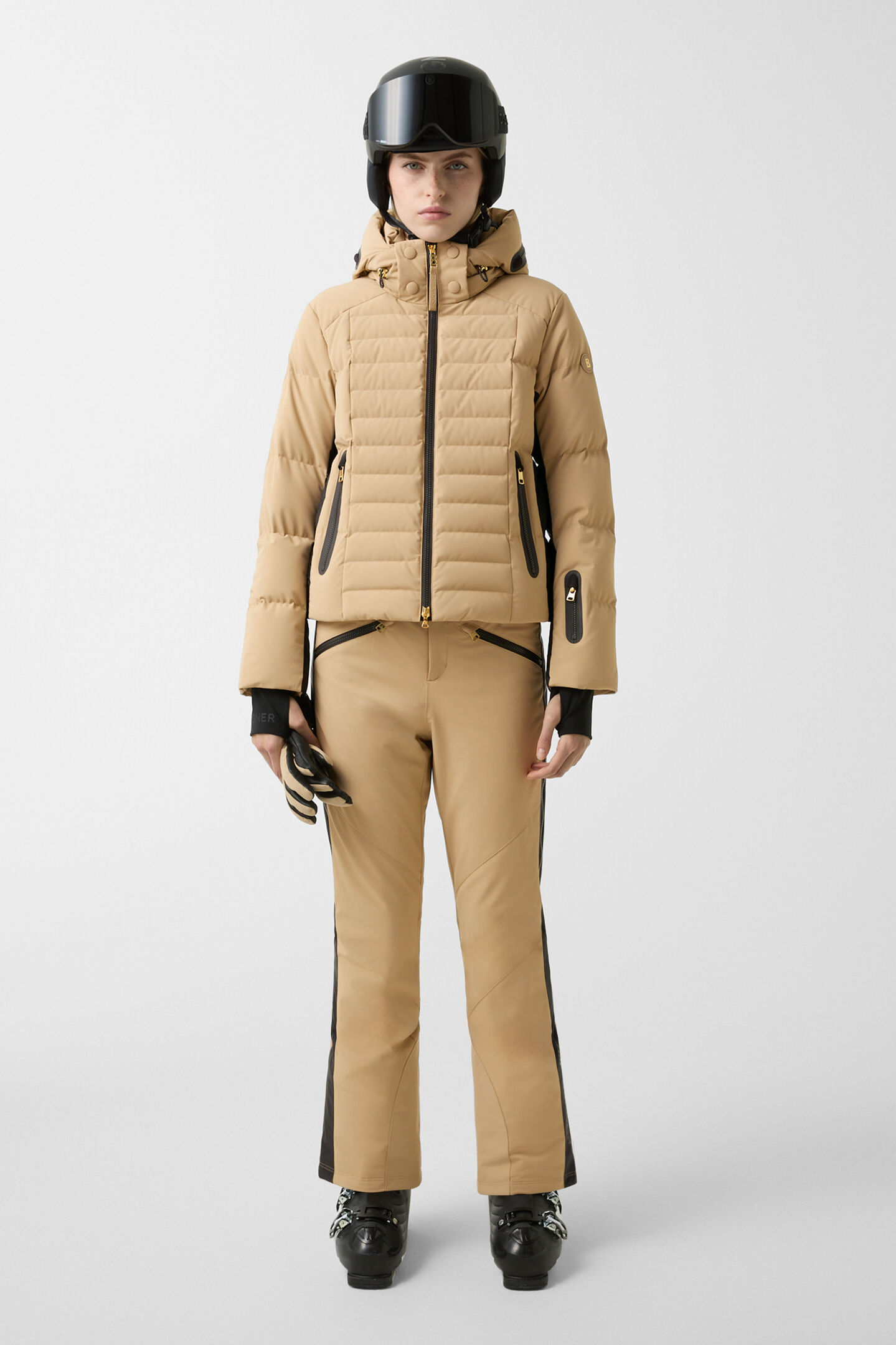Ski-Daunenjacke Bond Beige/Schwarz
