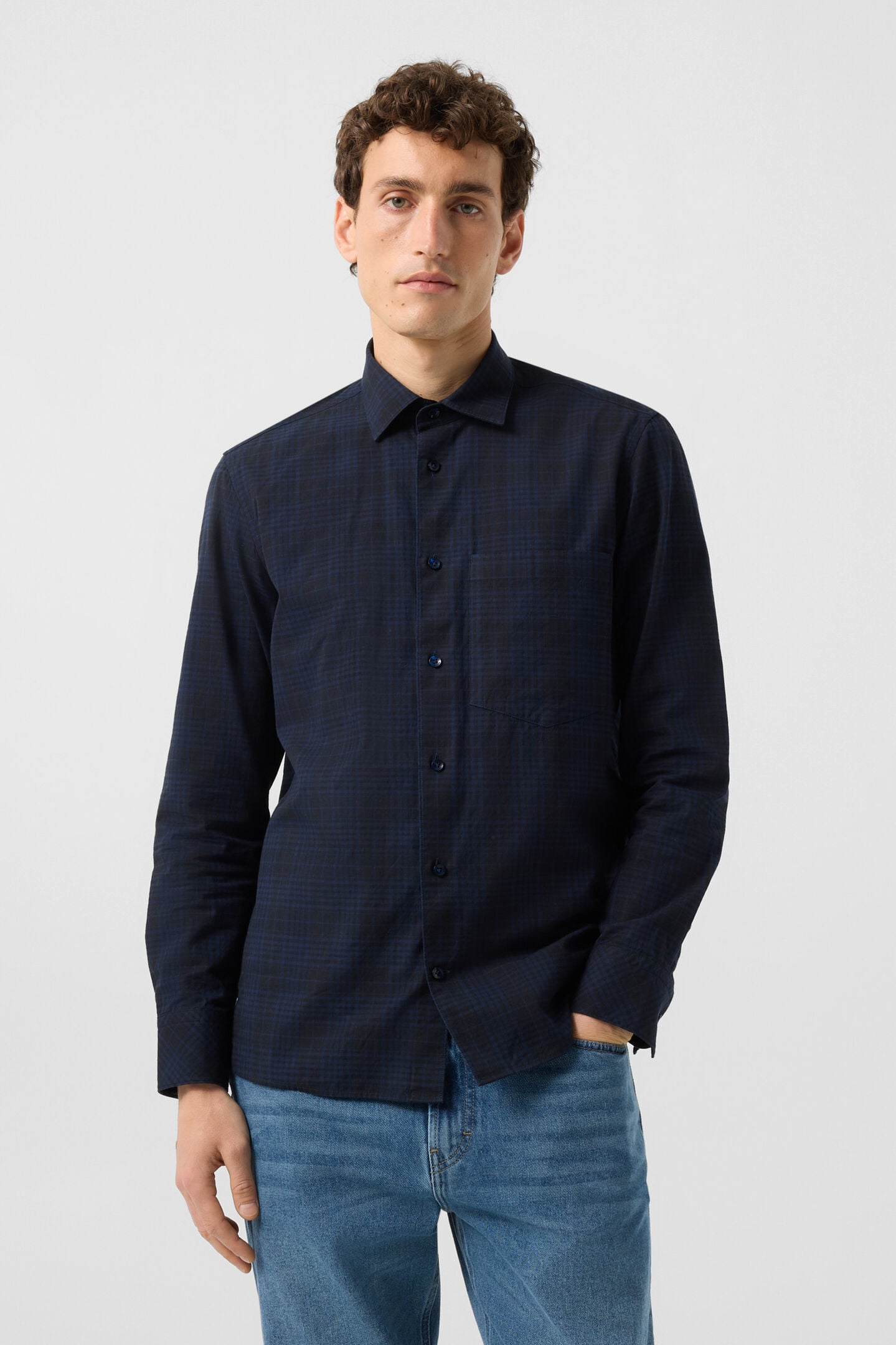Hardy cotton shirt Navy blue/black