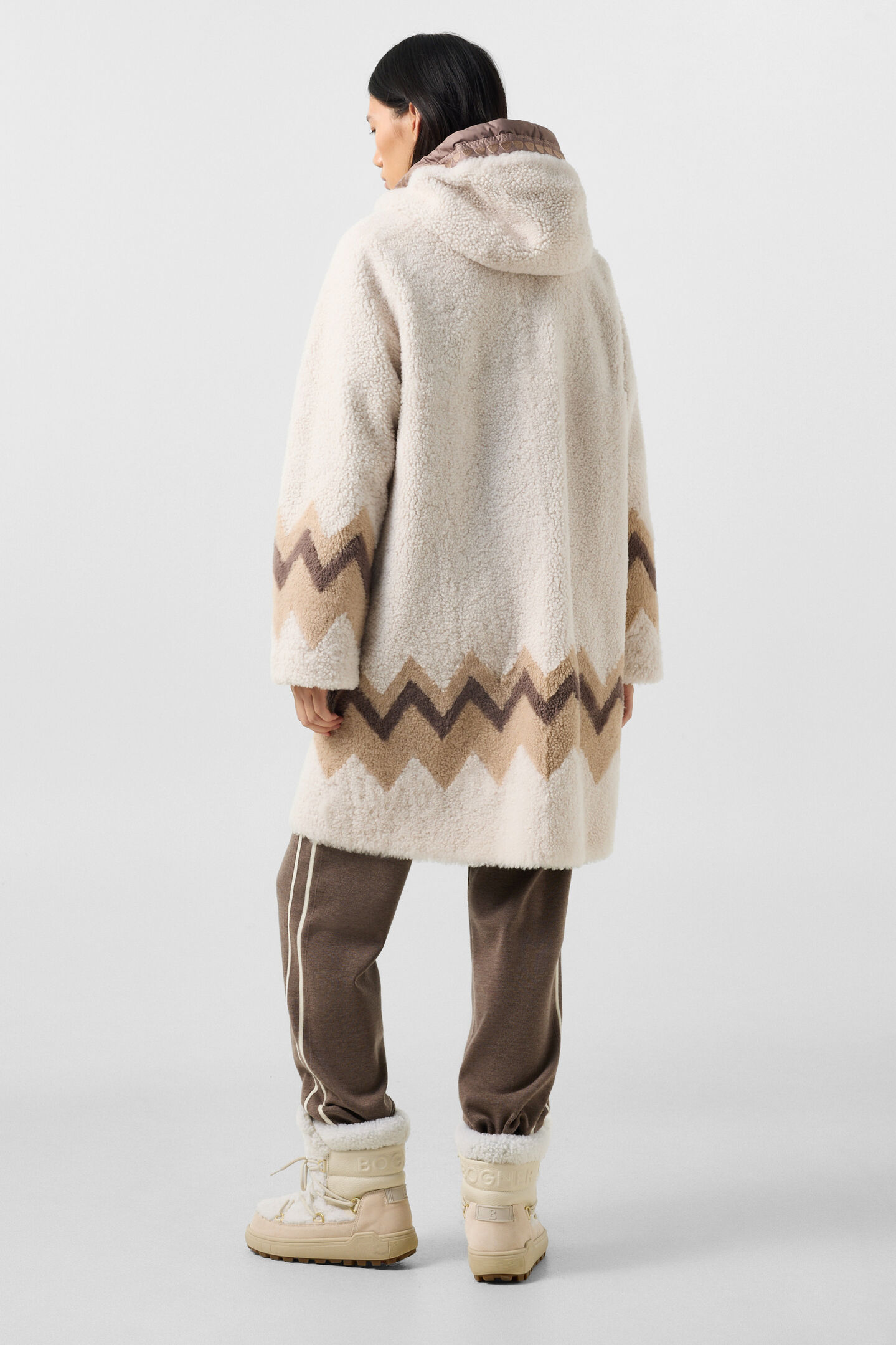 Manteau en peau d'agneau Niva Cr&egrave;me/Marron