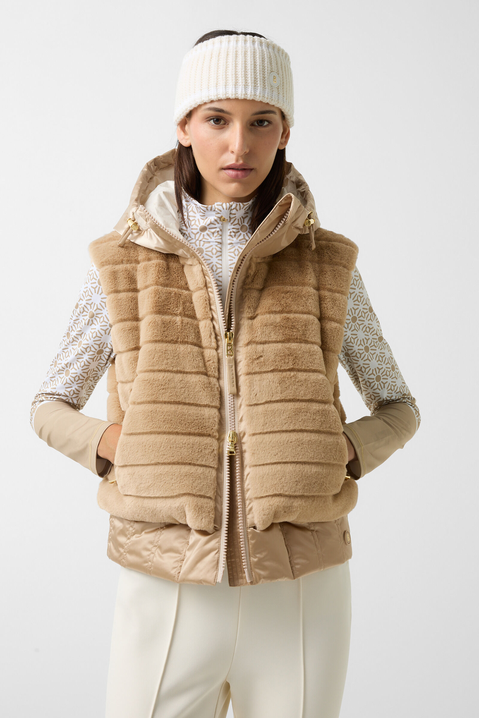 Gilet en fausse fourrure Yumi Beige