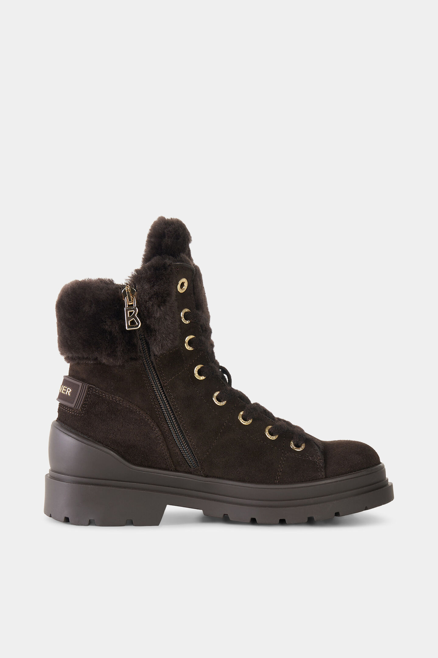 St. Moritz Lace-Up Boots with Spikes Dark brown
