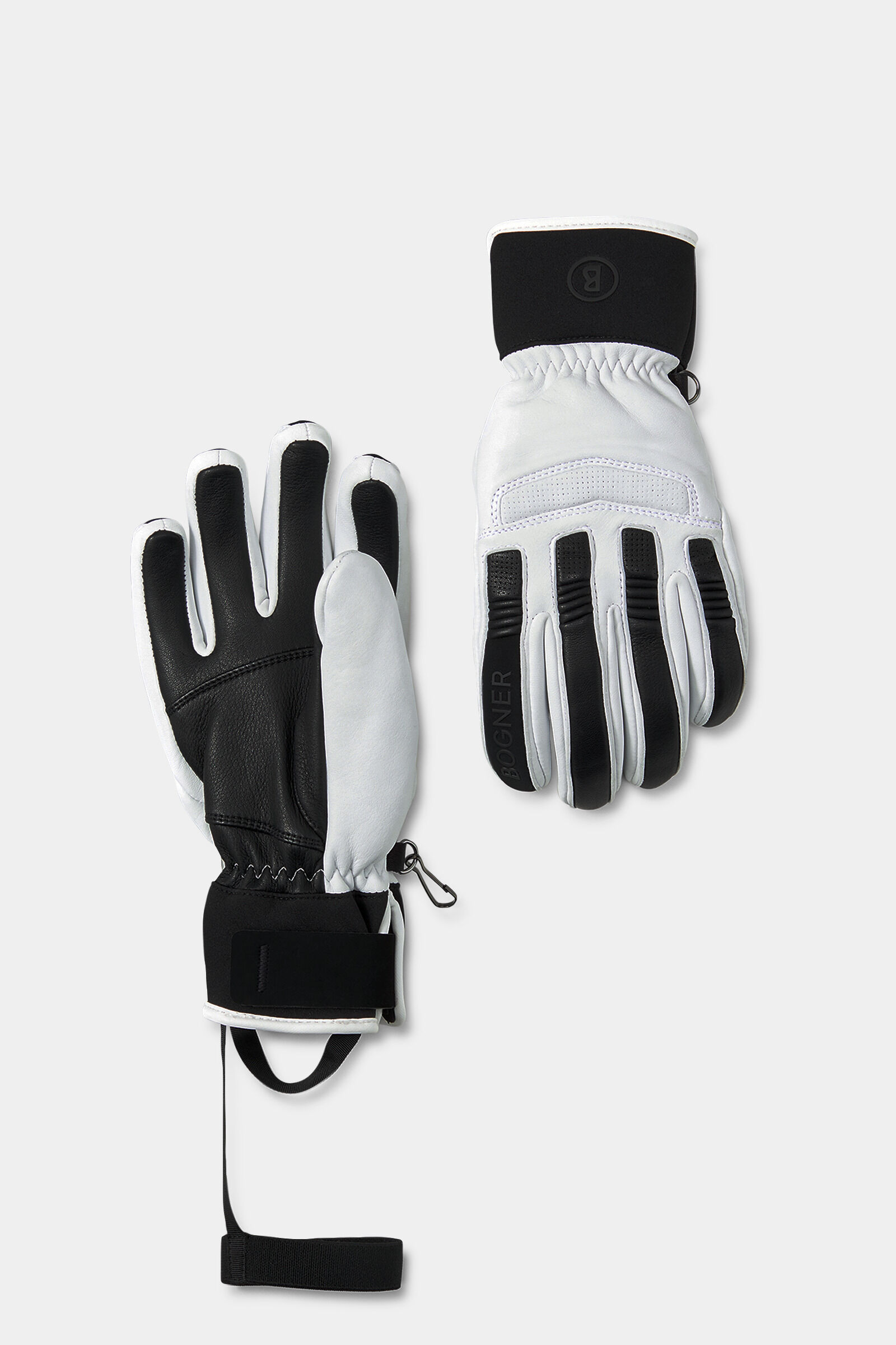 Leather gloves Lidia White/Black