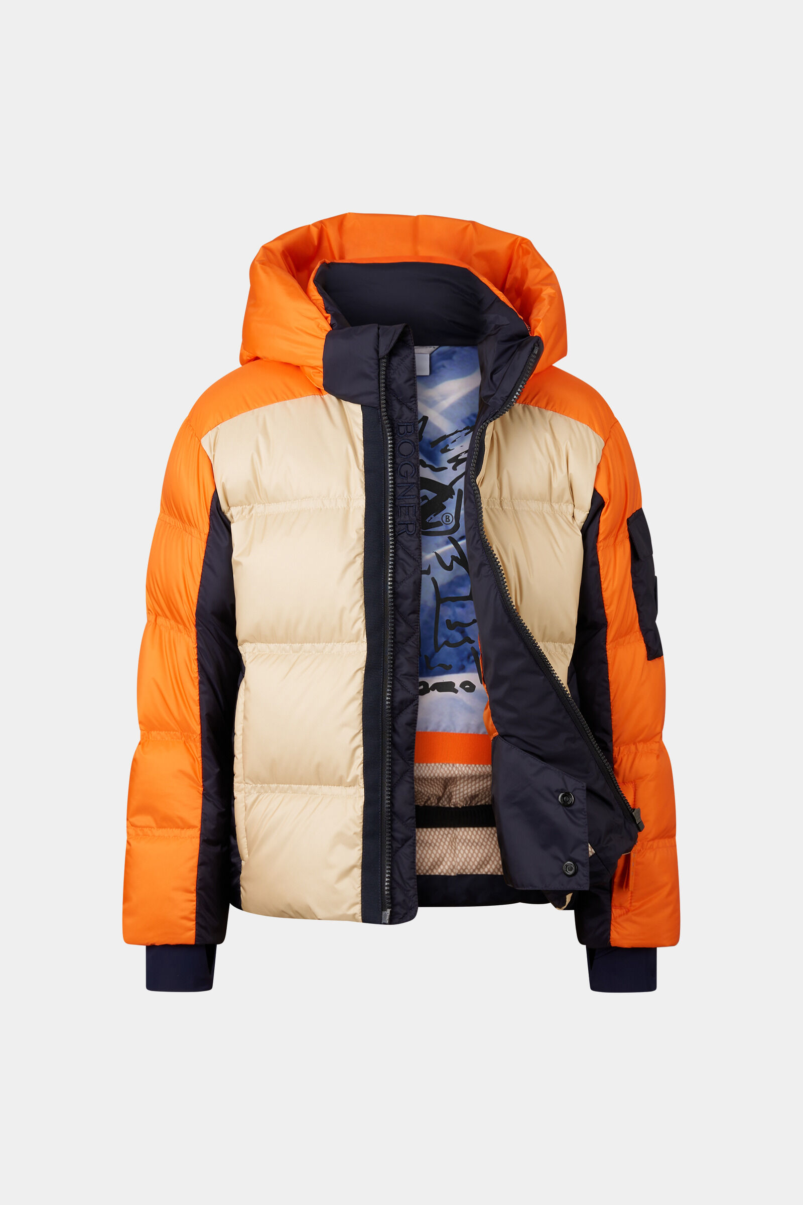Kids ski jacket Pablo Sand/Orange/Navy