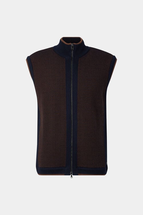 Strickweste Enzo Navy-Blau/Braun