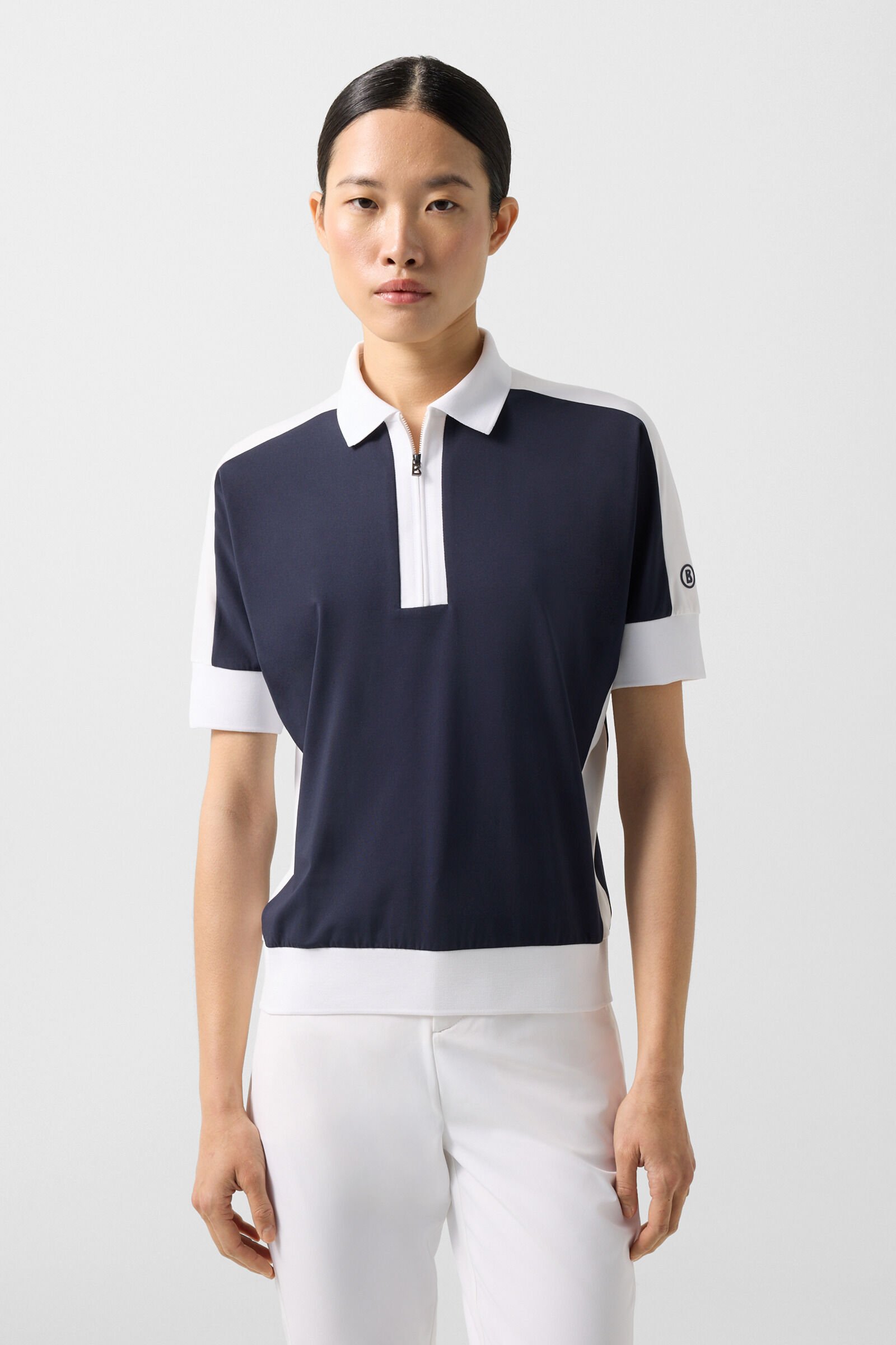 Arabell functional short-sleeved top Navy blue/white