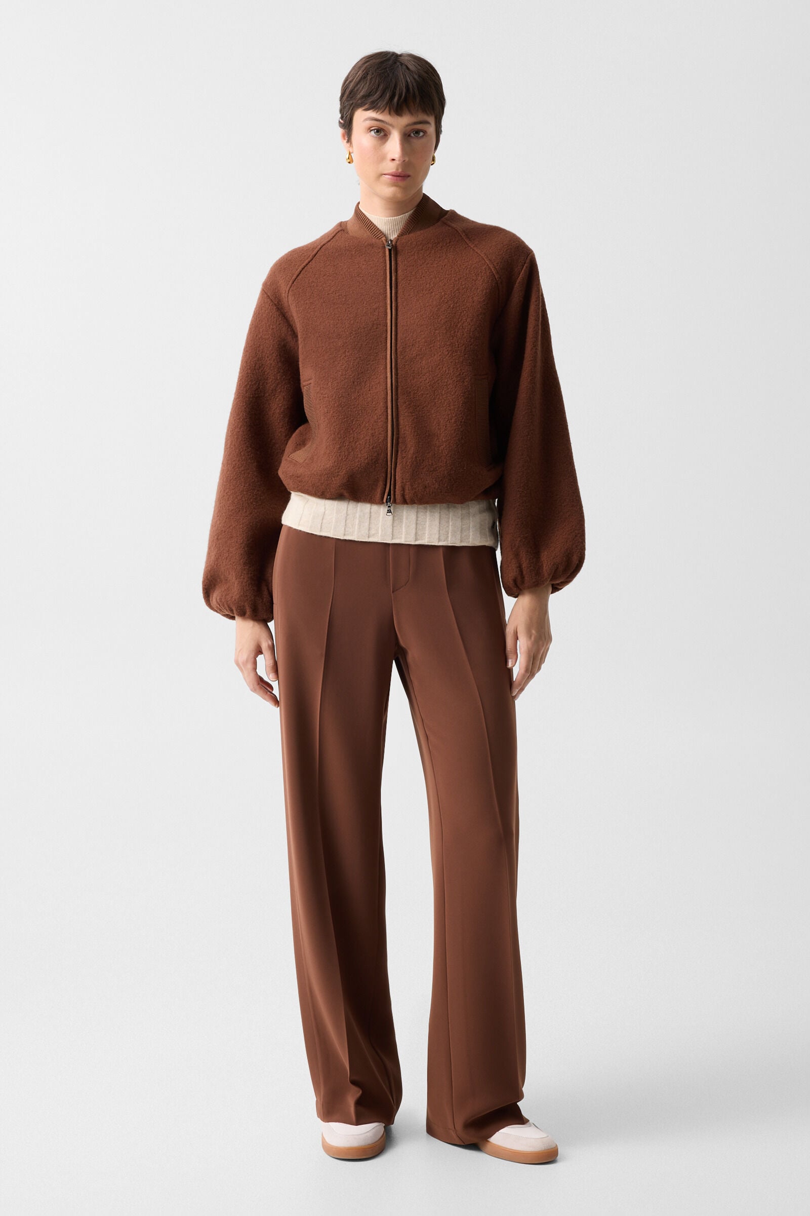 Editha woollen blouson Brown