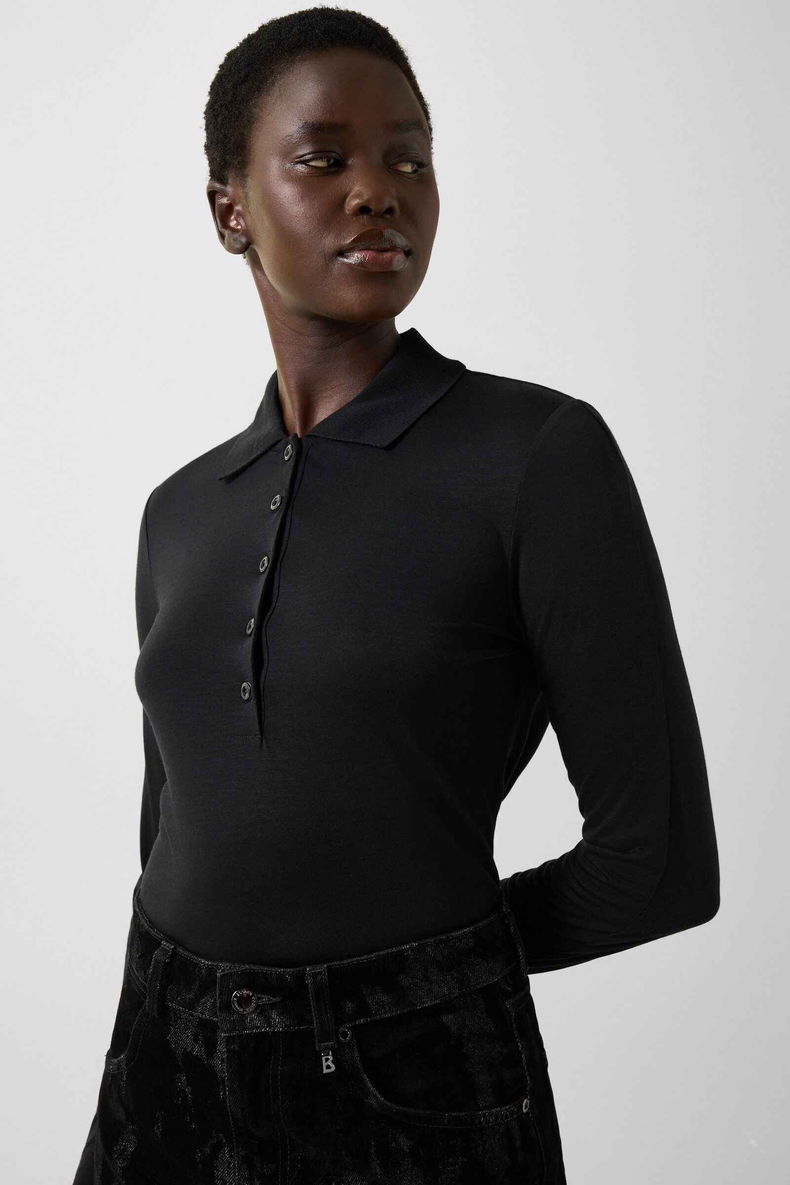 Whoopy Polo Long-Sleeved Top Black