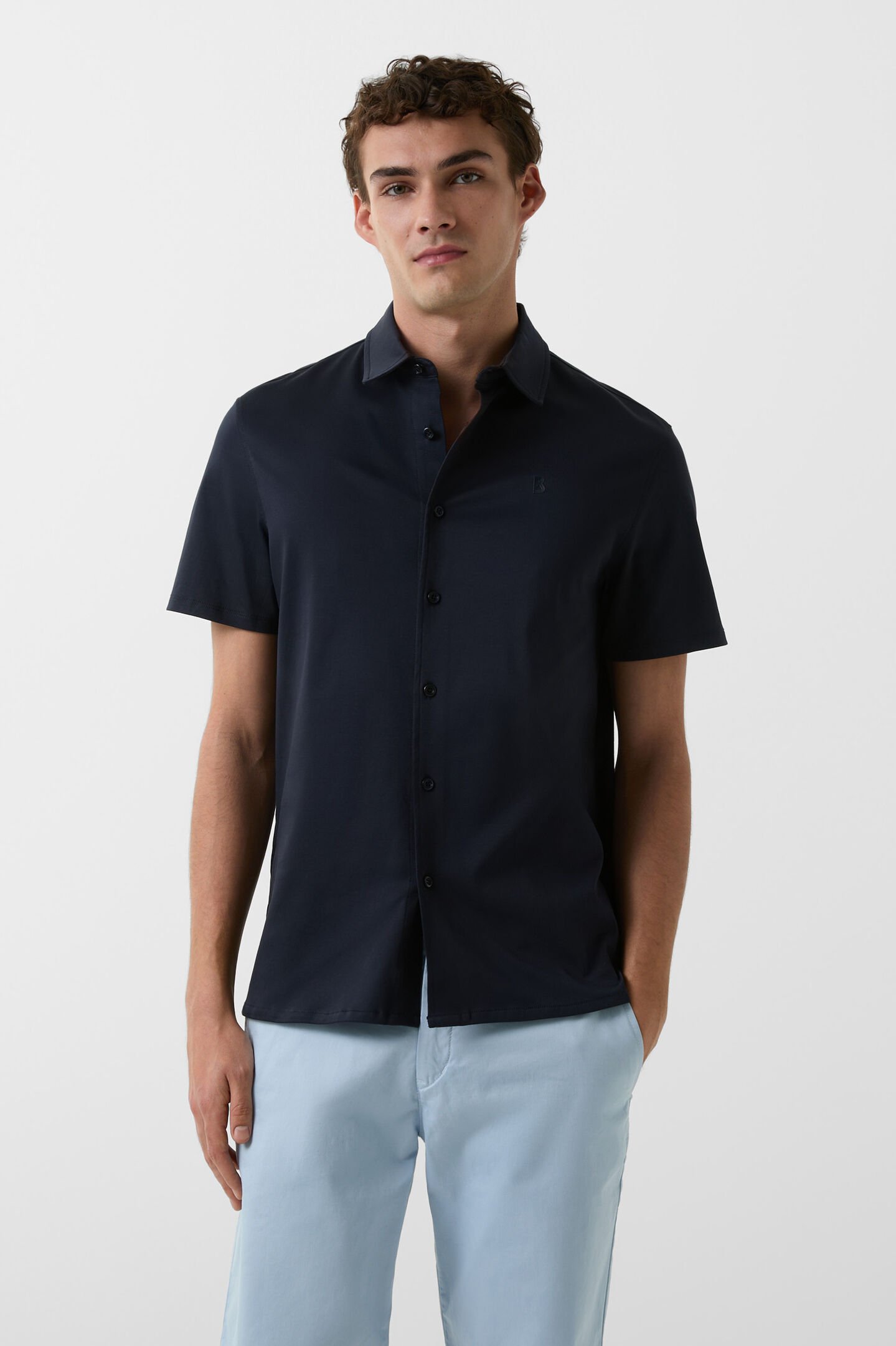 Jersey-Kurzarm-Hemd Franz Navy-Blau