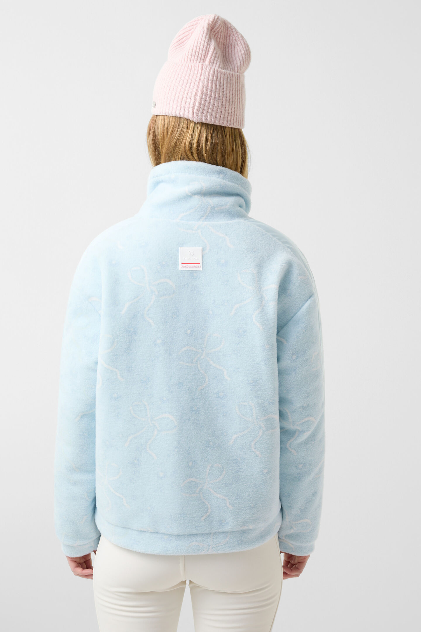 Ninetta mid-layer fleece jacket Light blue/white