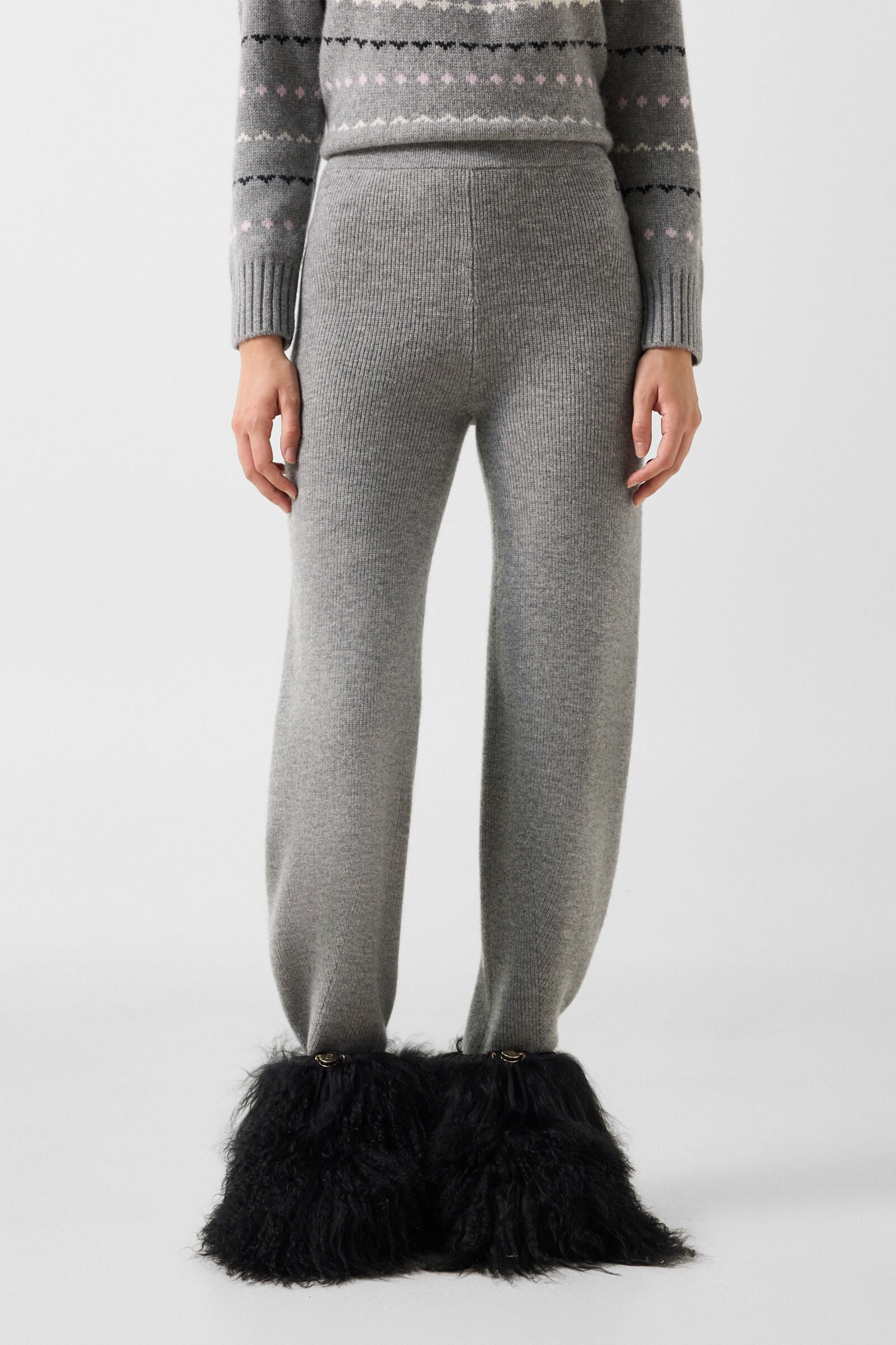 Luana virgin wool knitted trousers Grey
