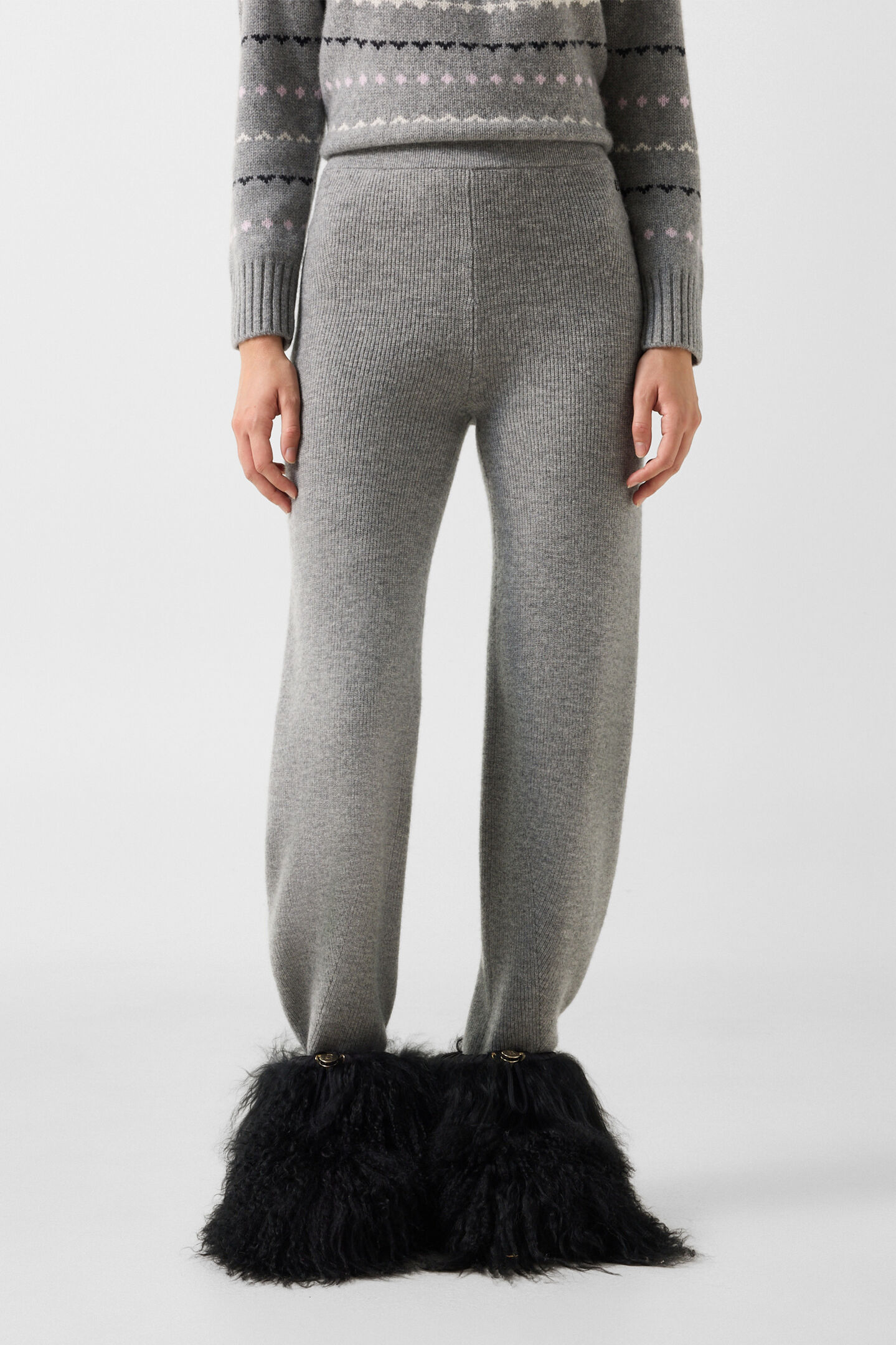 Luana virgin wool knitted trousers Grey