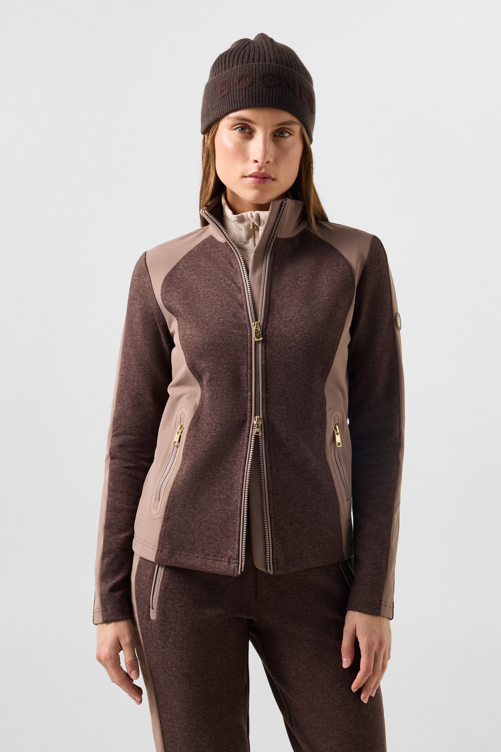 Dorinja Hybrid Mid-Layer Jacket Dark brown/beige
