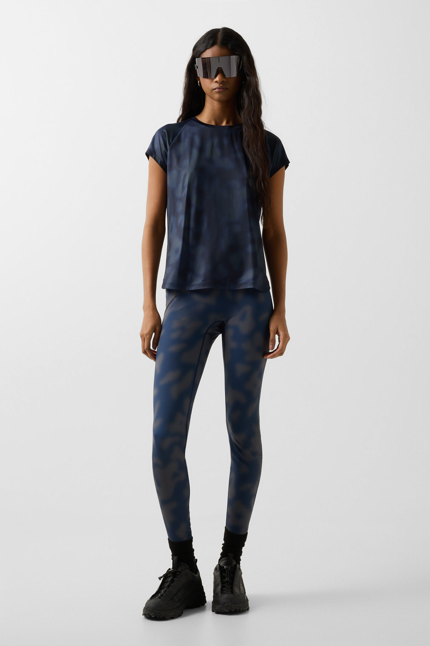 Brenna functional short-sleeved top Navy blue/grey