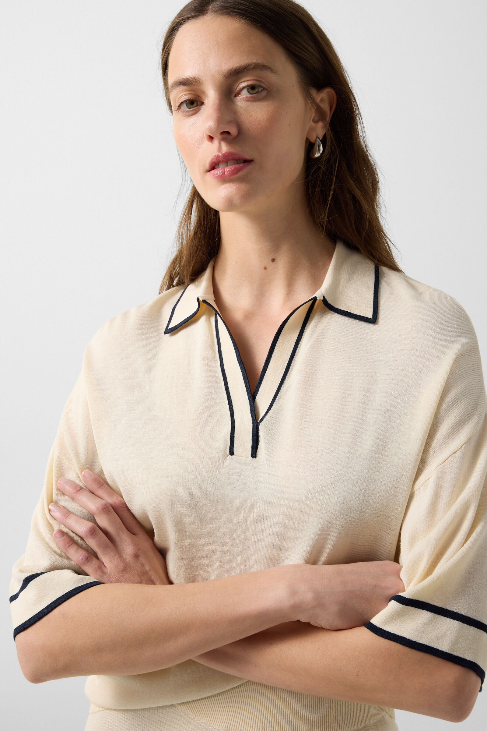 Paris knitted polo shirt Cream