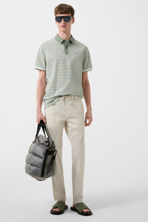 Timo polo shirt Eucalyptus/white