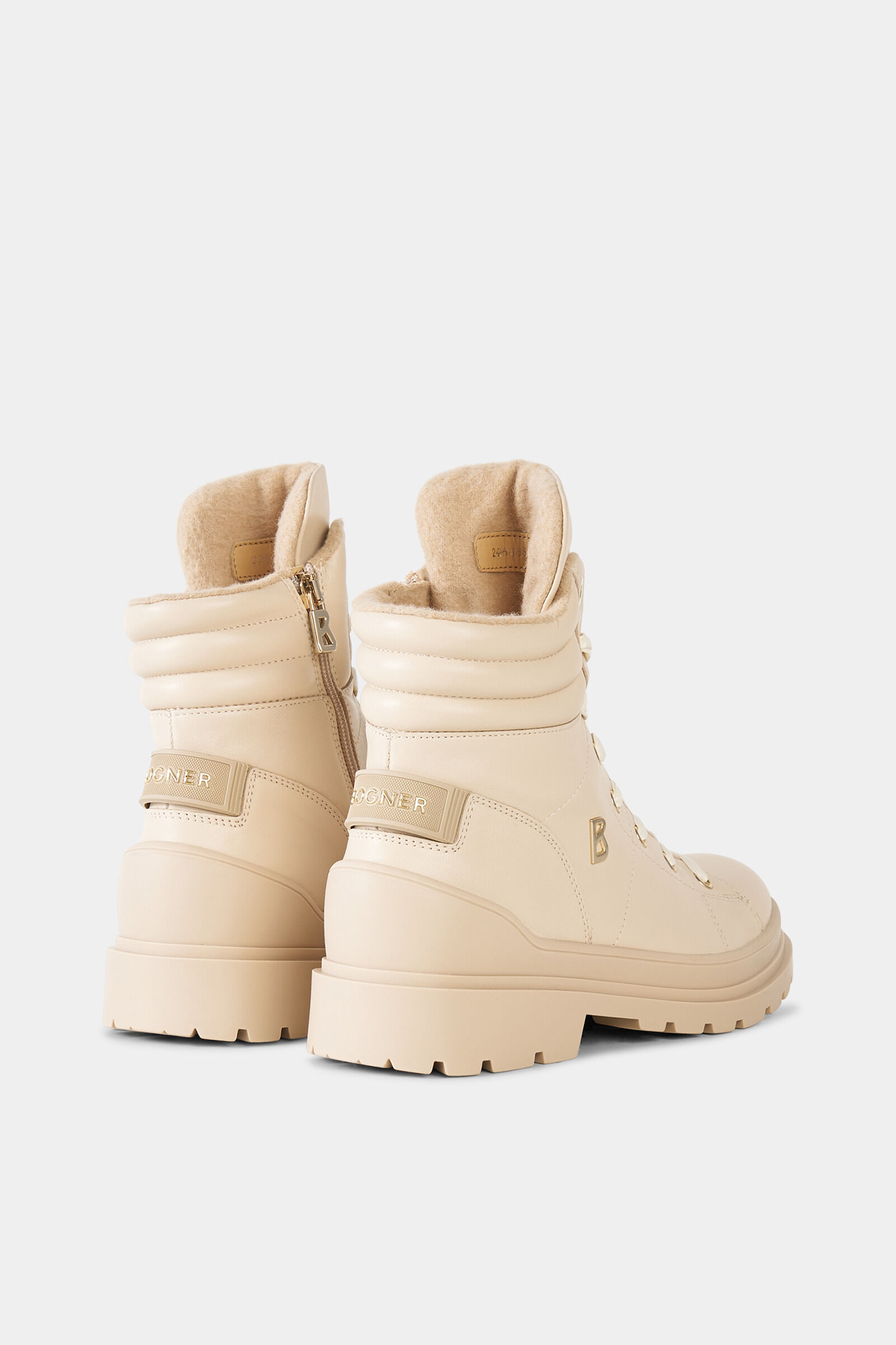 St. Moritz lace-up boots with spikes Beige