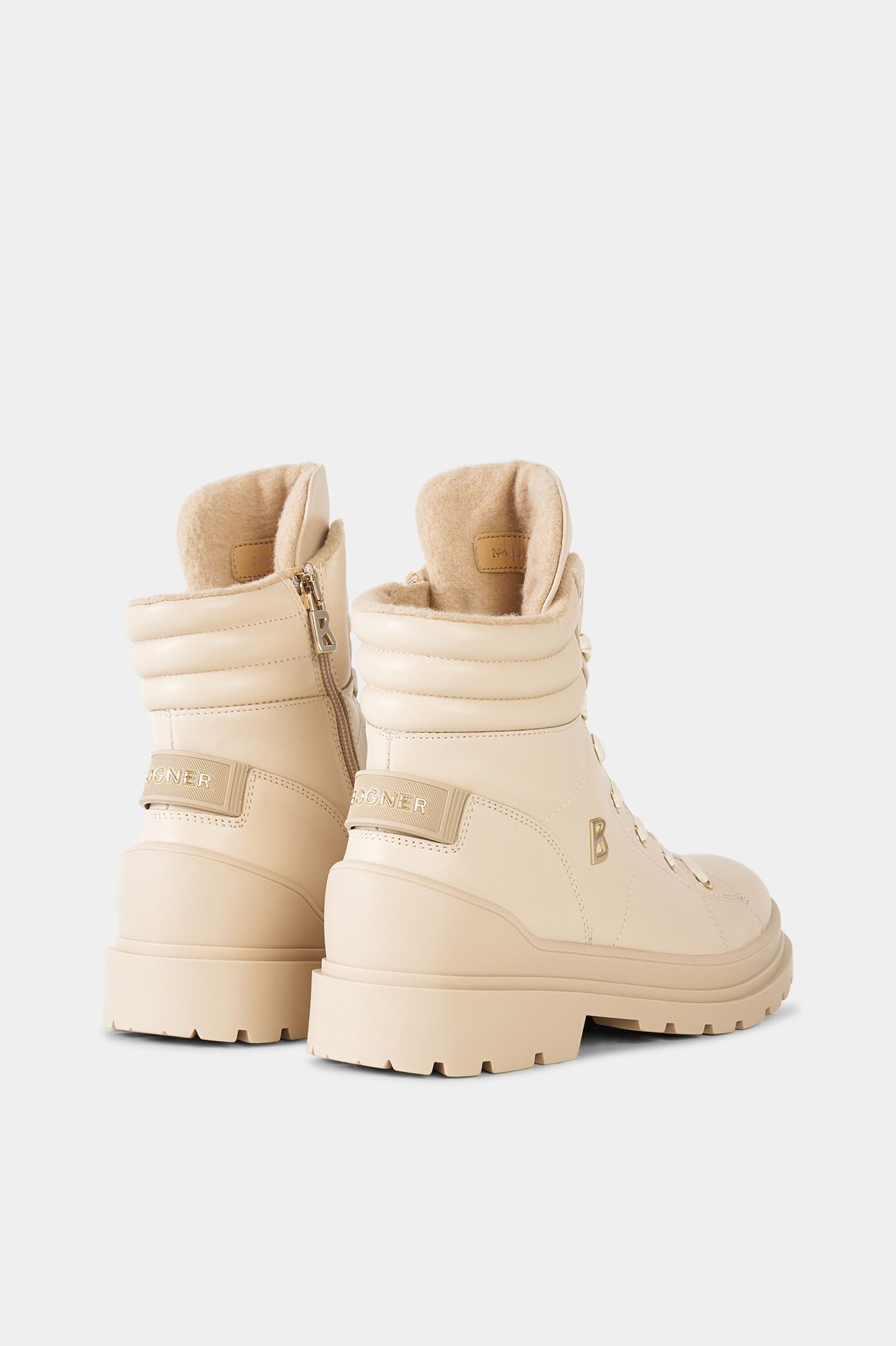 St. Moritz lace-up boots with spikes Beige