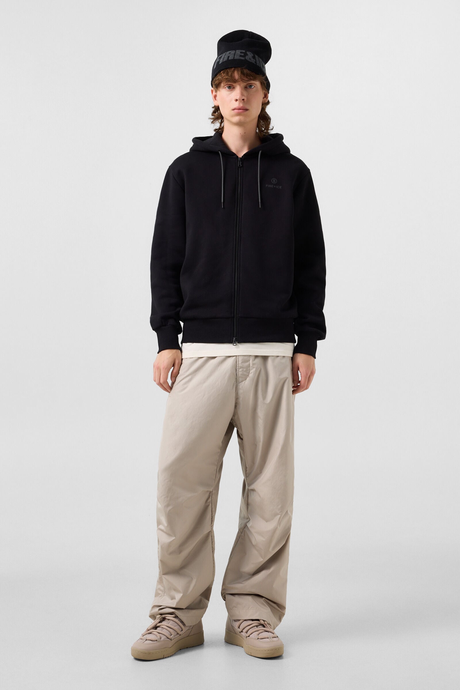 Corbell cotton hoodie jersey jacket Black