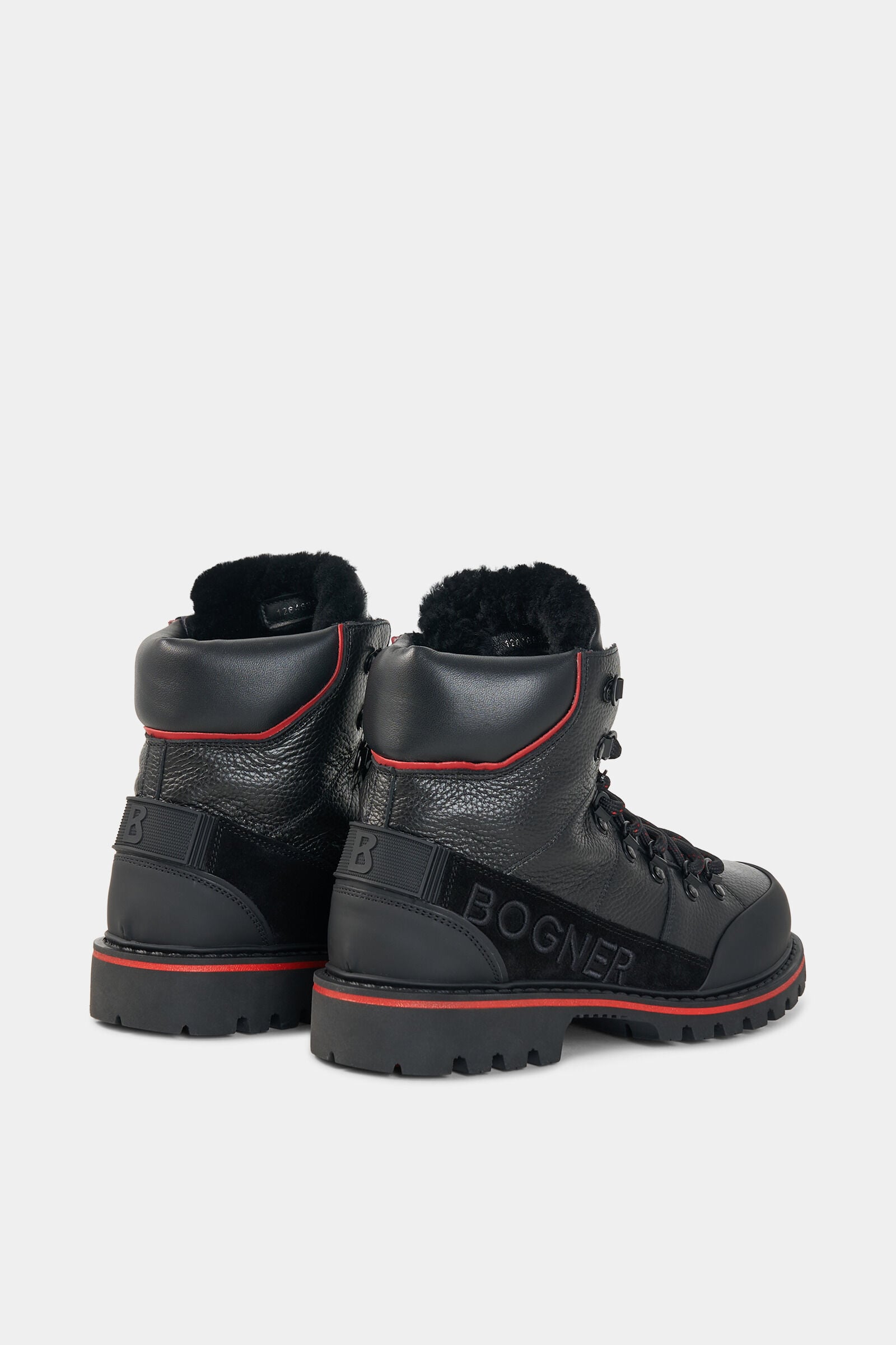 Bottes &agrave; lacets Helsinki avec crampons Noir/Rouge