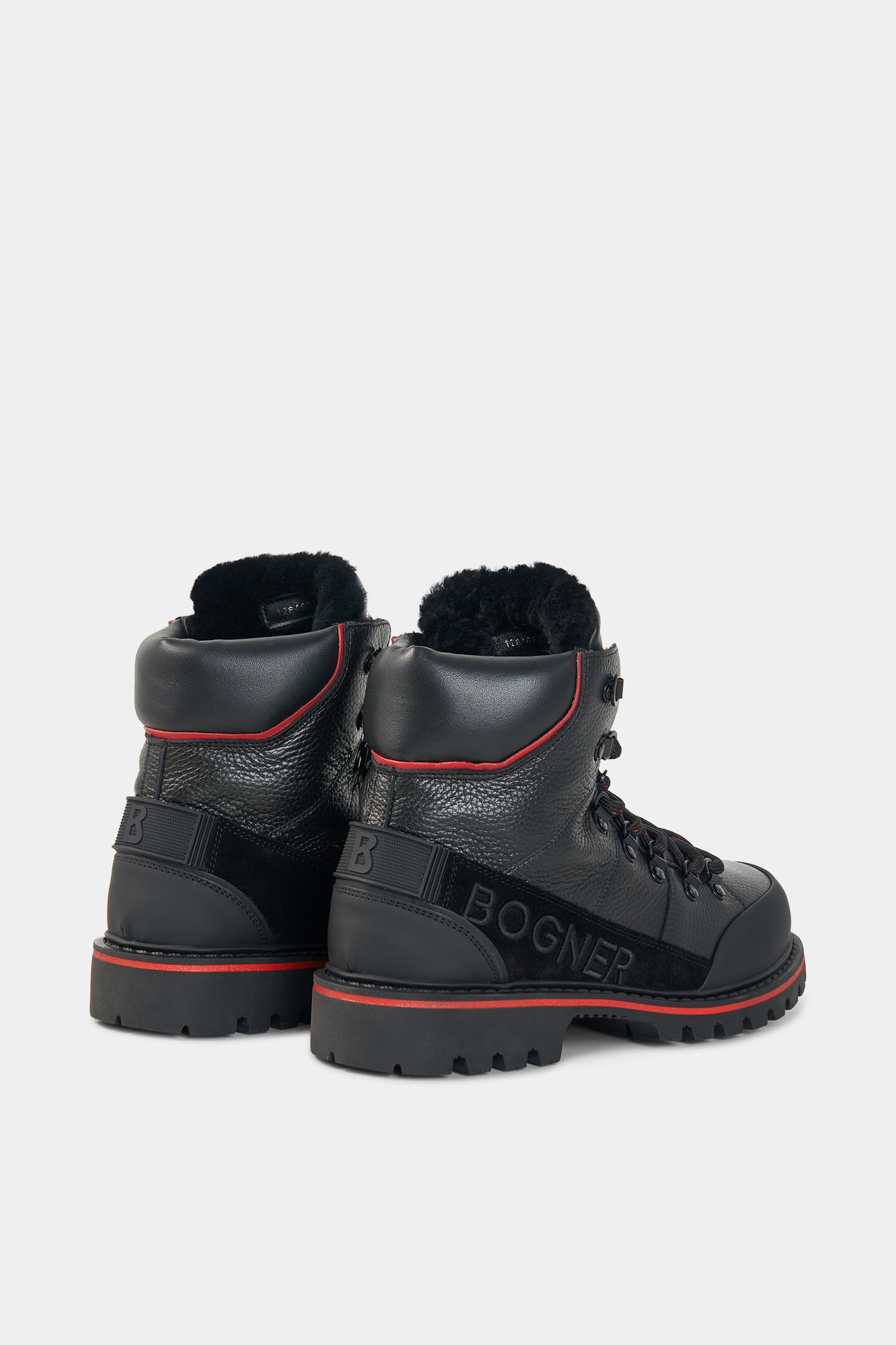 Bottes &agrave; lacets Helsinki avec crampons Noir/Rouge