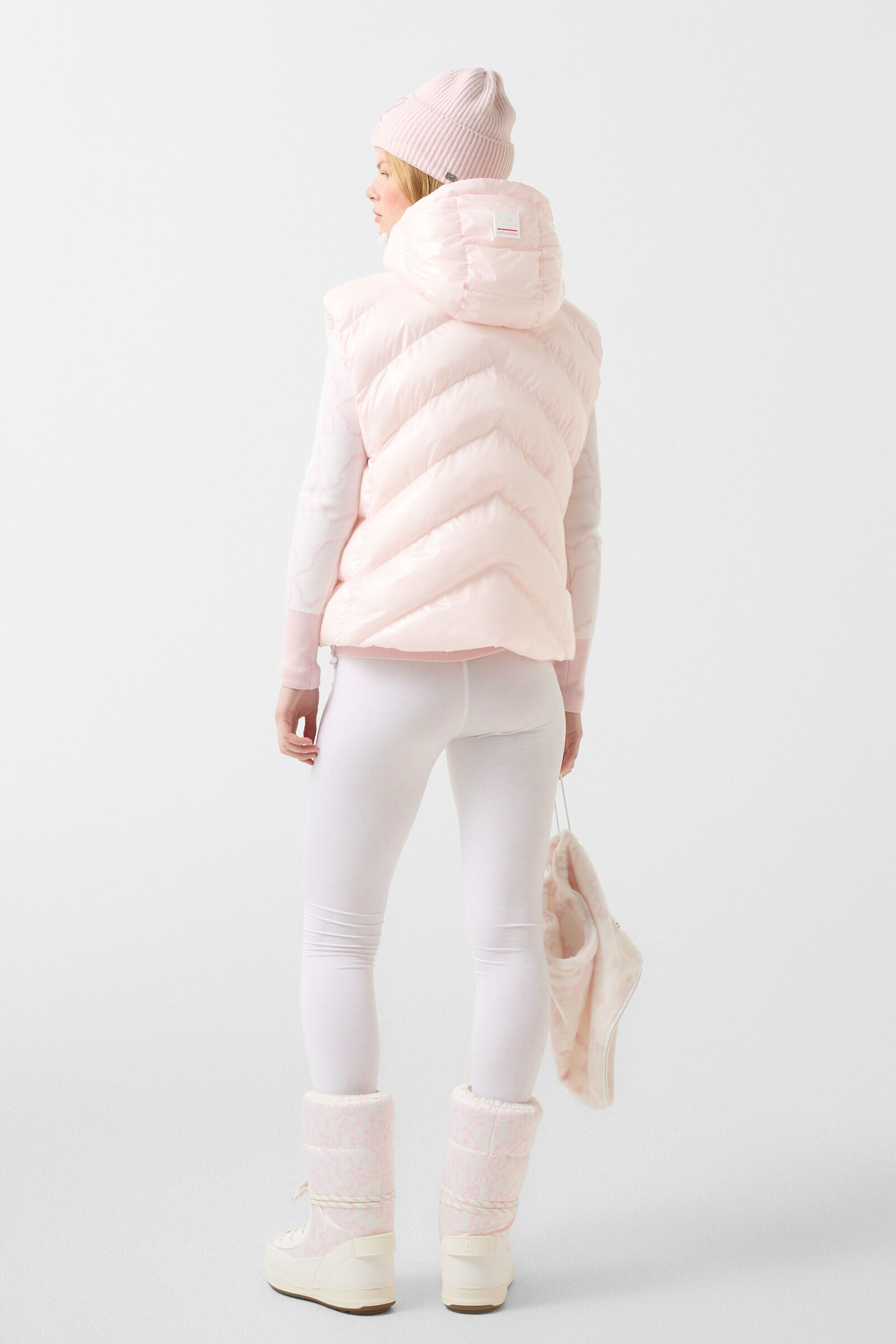 Reversible quilted vest Namilia Pink/Off-White