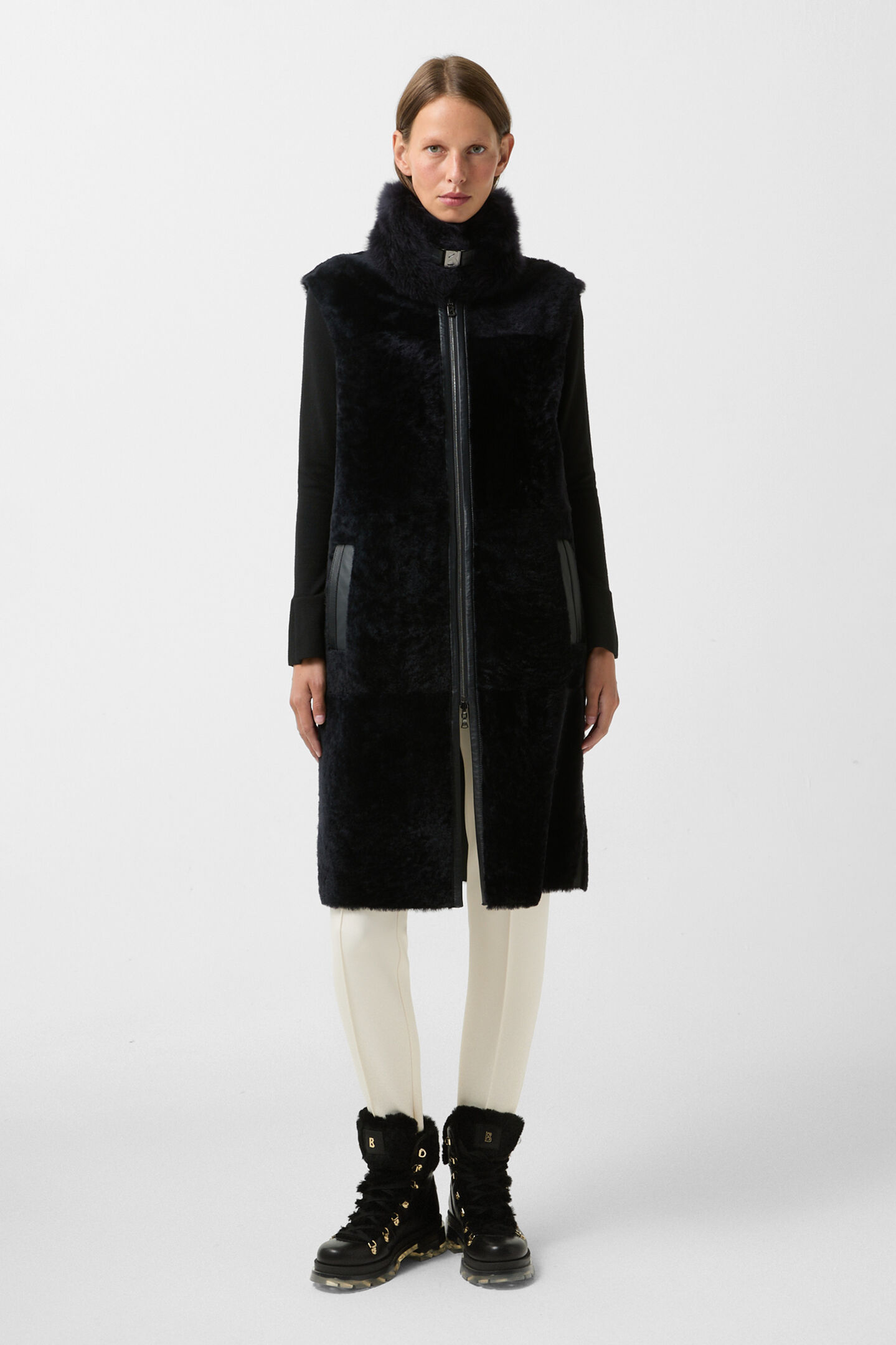 Reversible lambskin vest Pepita Navy blue