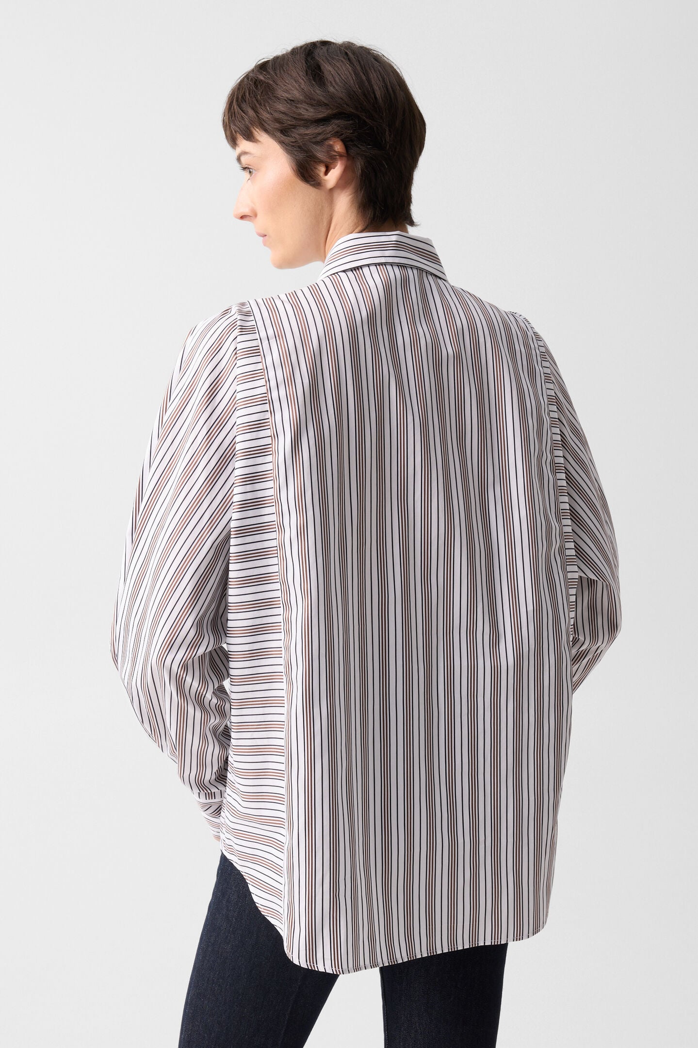 Cotton shirt blouse Gigi White/brown