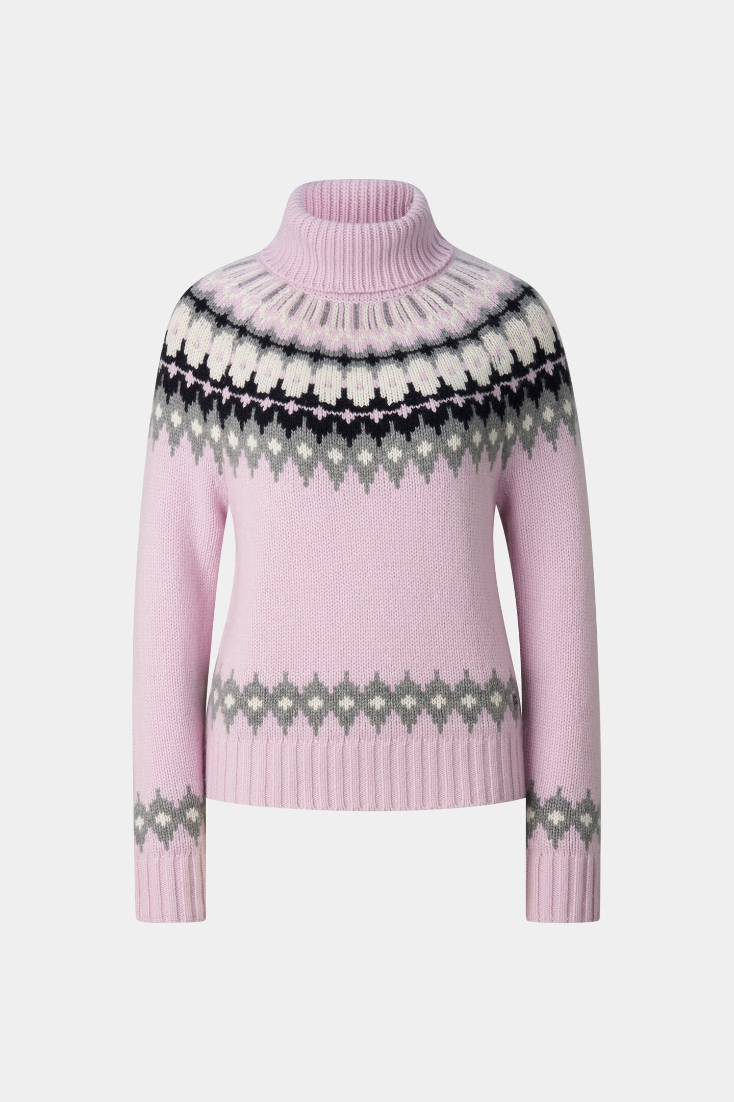Ingrid cashmere jumper and Norwegian-style jumper Ros&eacute;/Grey/Off-white