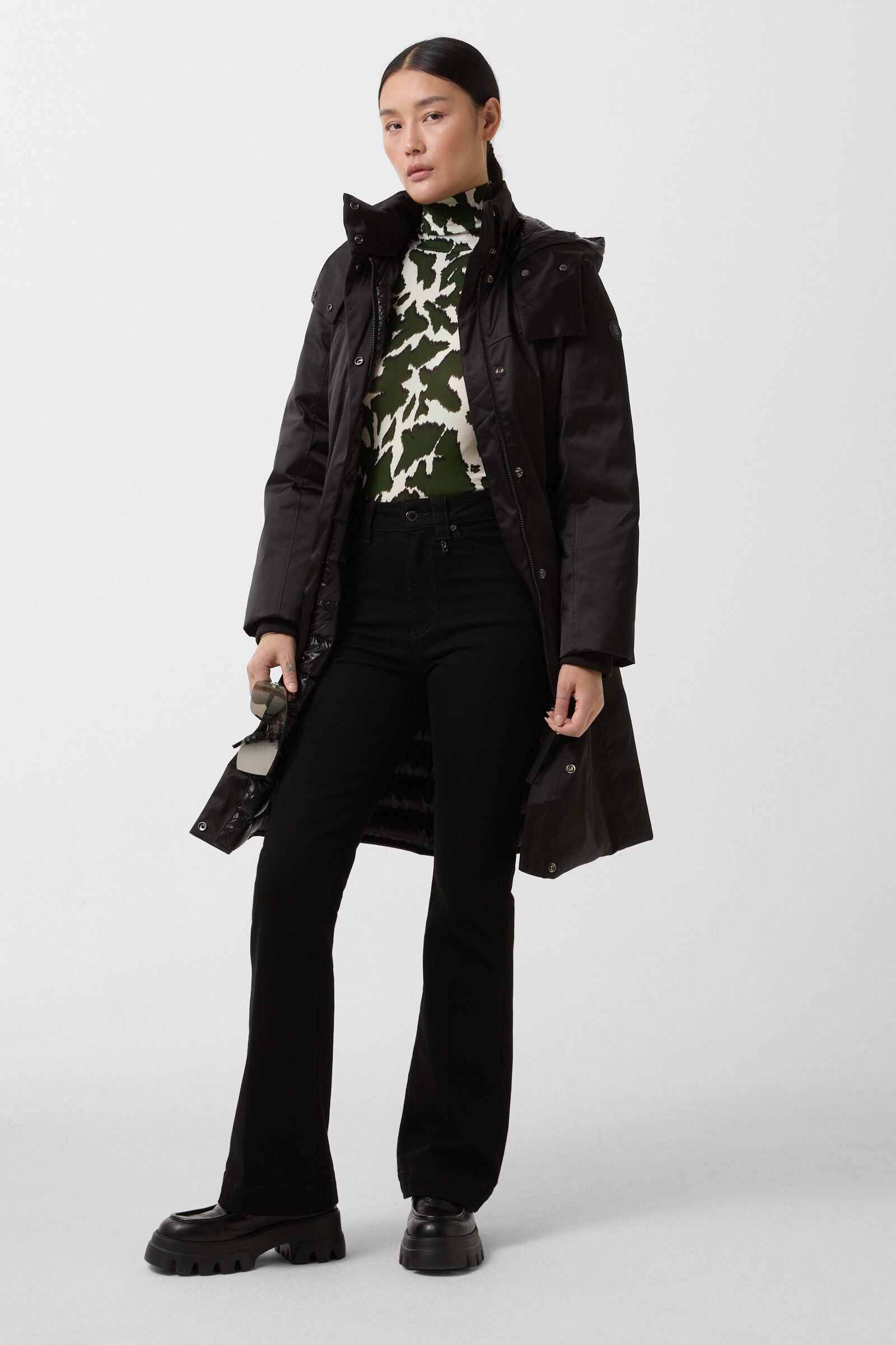 T-shirt long Andriana Vert/cr&egrave;me