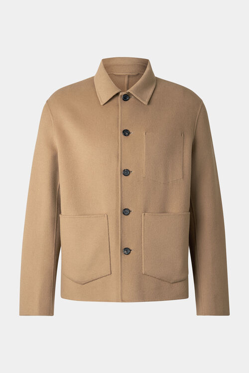Doubleface-Woll-Hemdjacke Mirco Camel